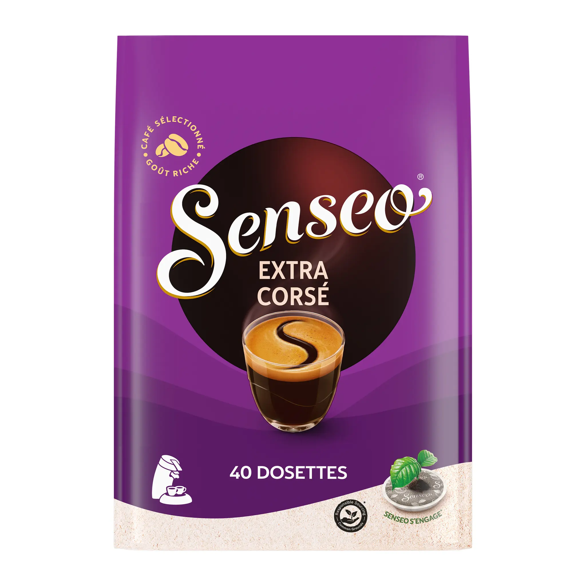 SENSEO Dosettes de café compostables extra corsé