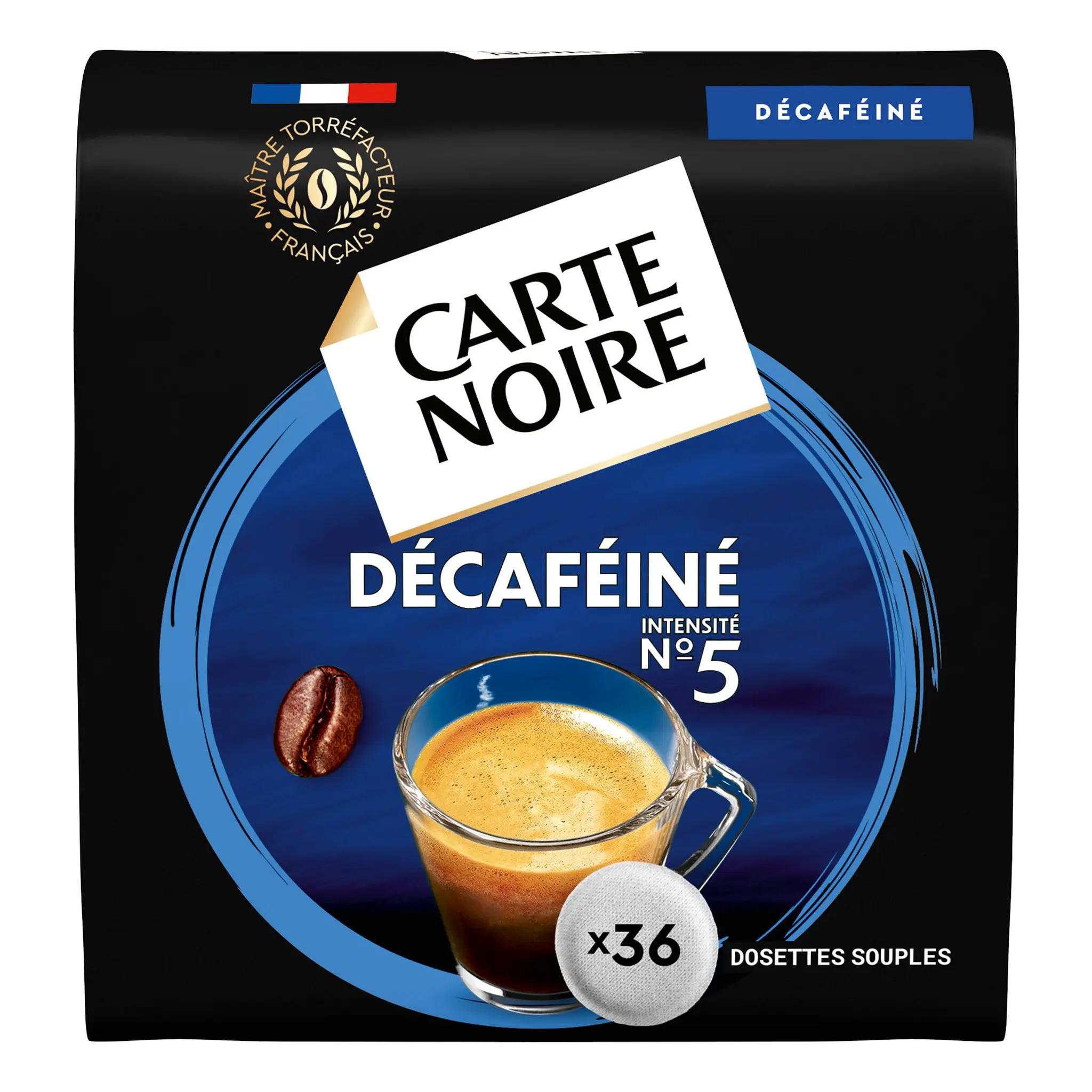 CARTE NOIRE Dosettes de café décaféiné intensité 5 compatibles Senseo