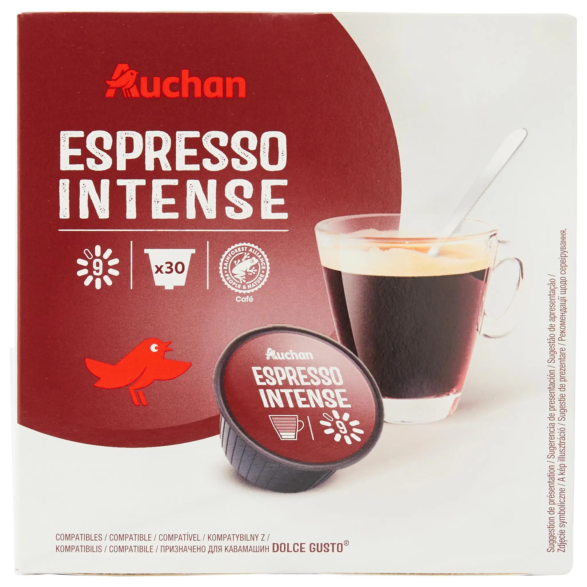 AUCHAN Capsules de café espresso intensité 9 compatibles Dolce Gusto
