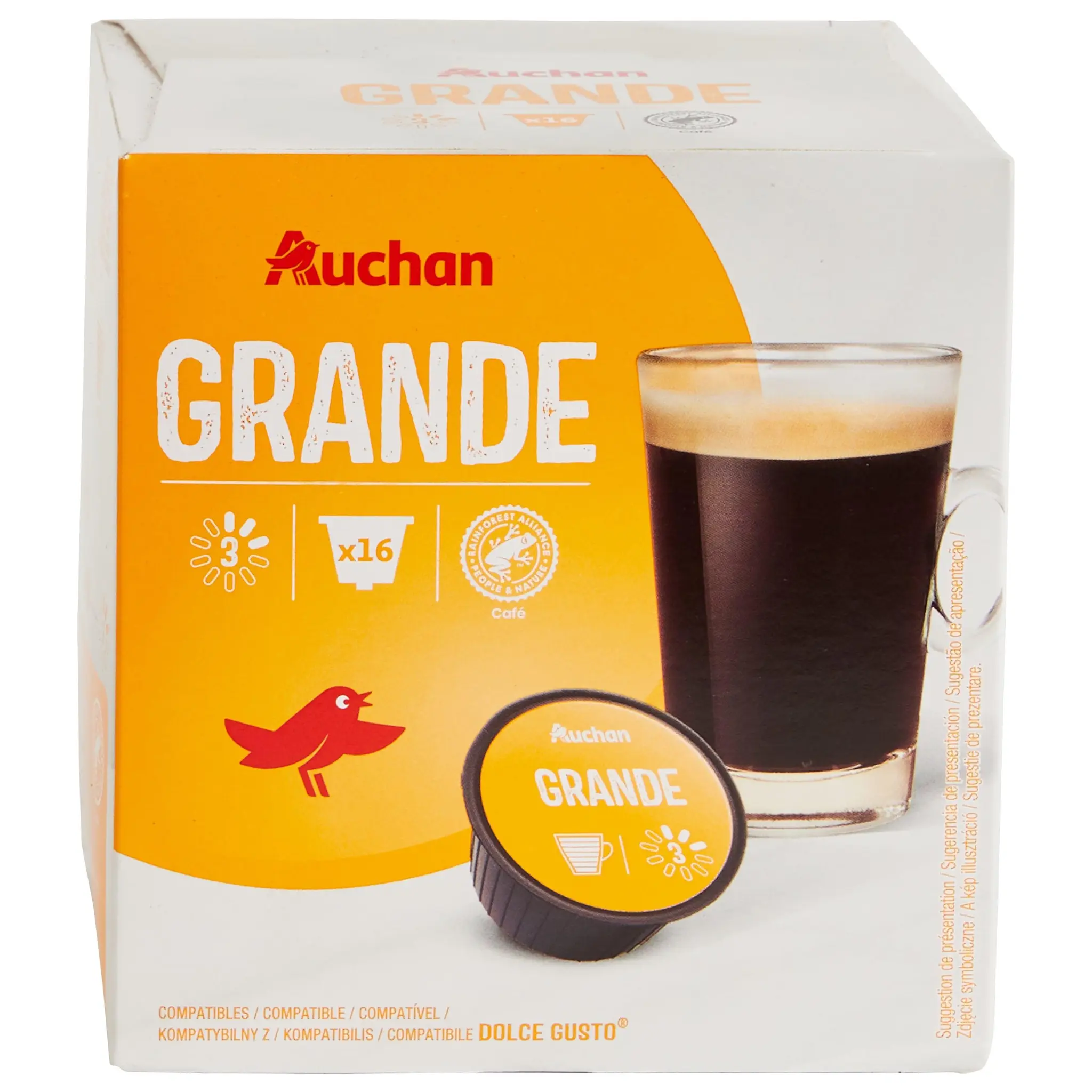 AUCHAN Capsules de café Grande compatibles Dolce Gusto