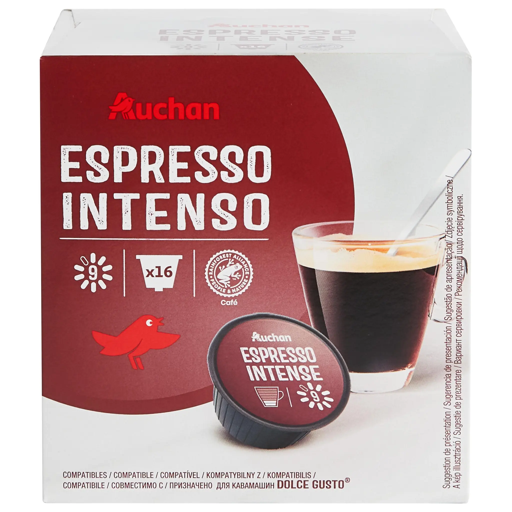 AUCHAN Capsules de café espresso intensité 9 compatibles Dolce Gusto