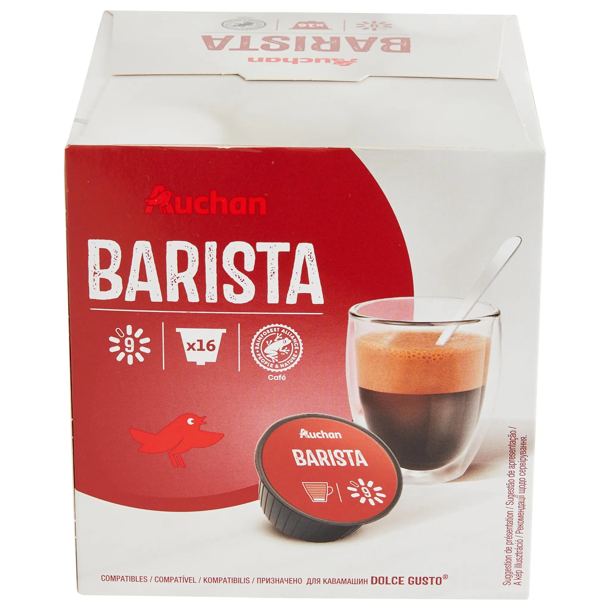 AUCHAN Capsules de café Barista intensité 9 compatibles Dolce Gusto