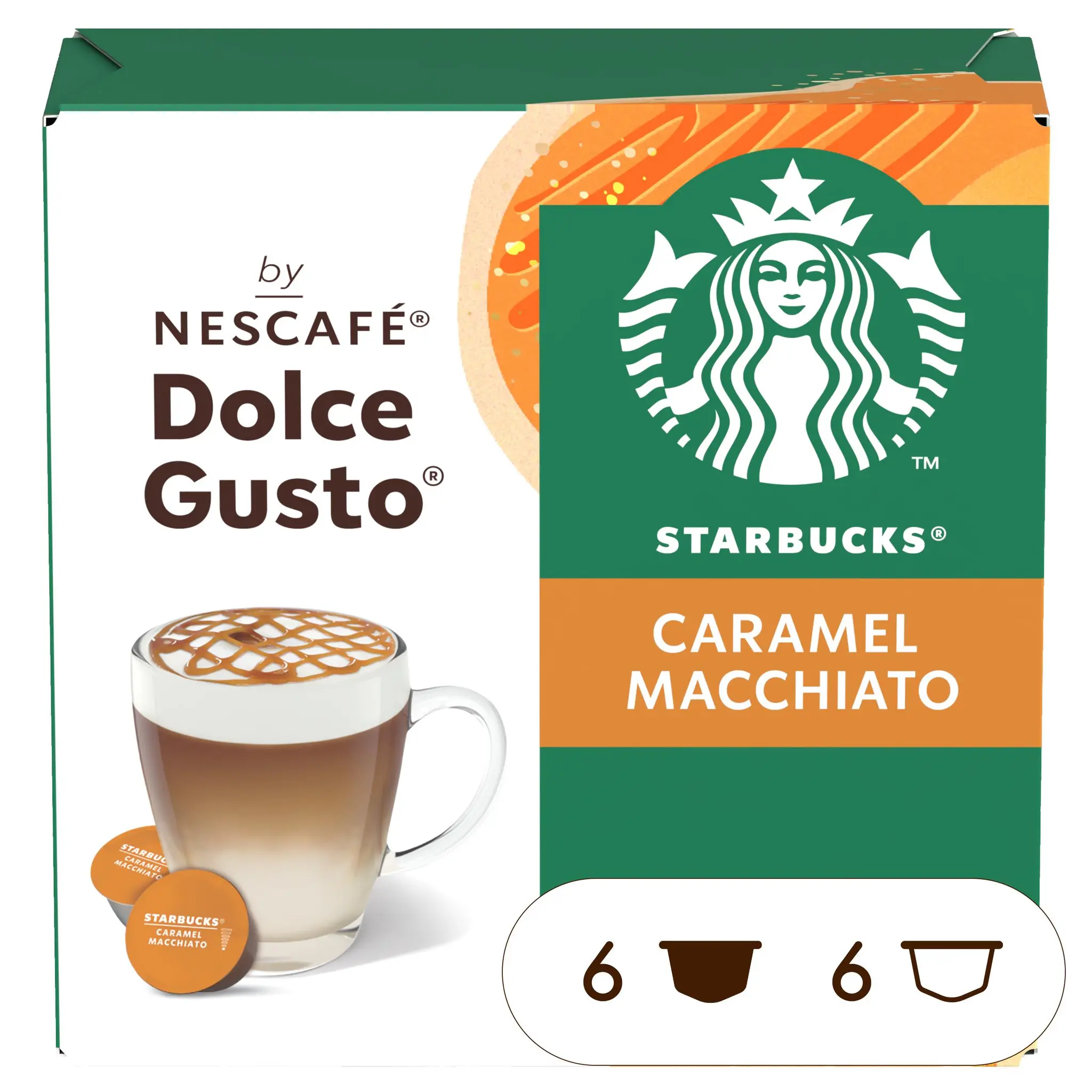 STARBUCKS Capsules de café caramel macchiato compatibles Dolce Gusto
