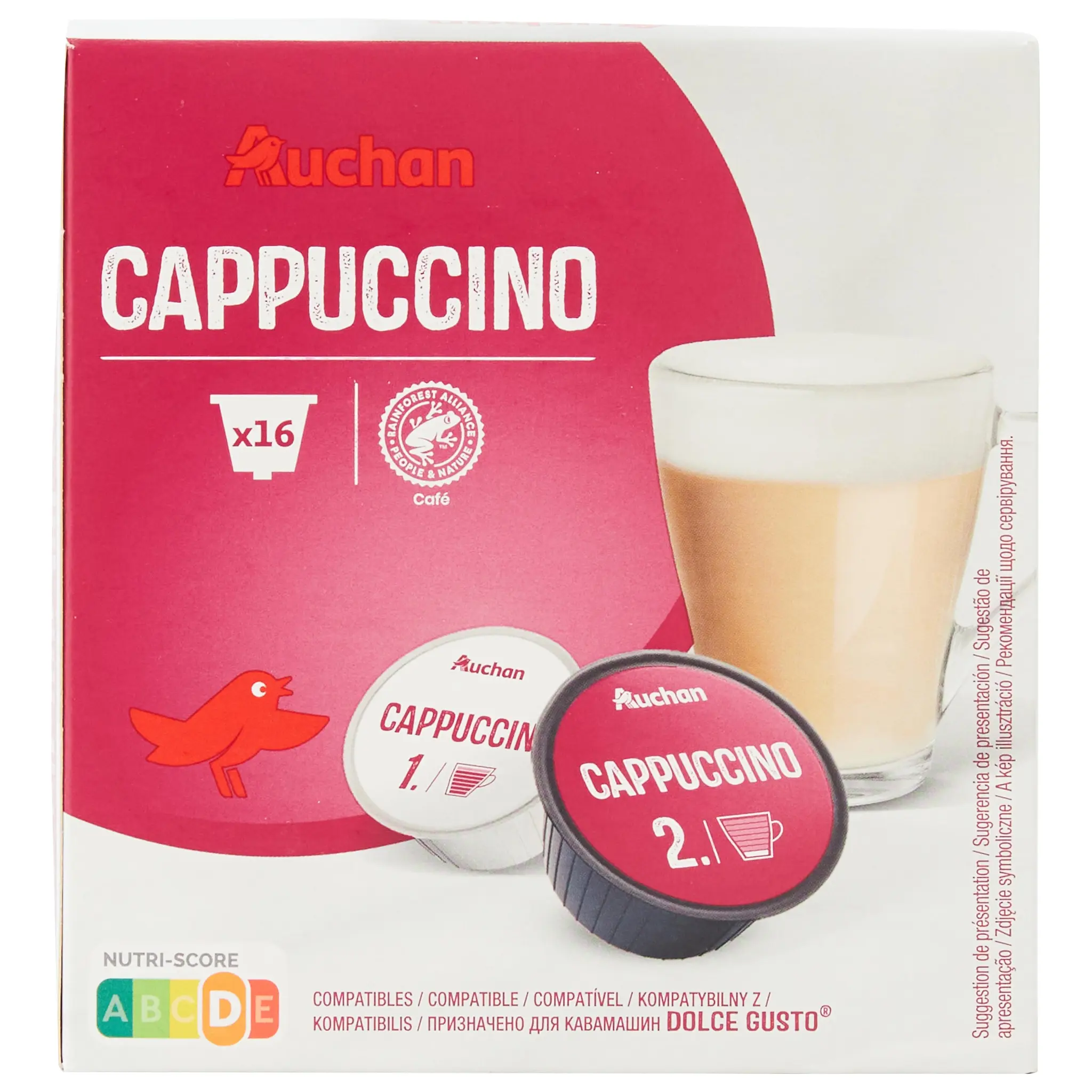 AUCHAN Capsules de café Cappuccino compatibles Dolce Gusto