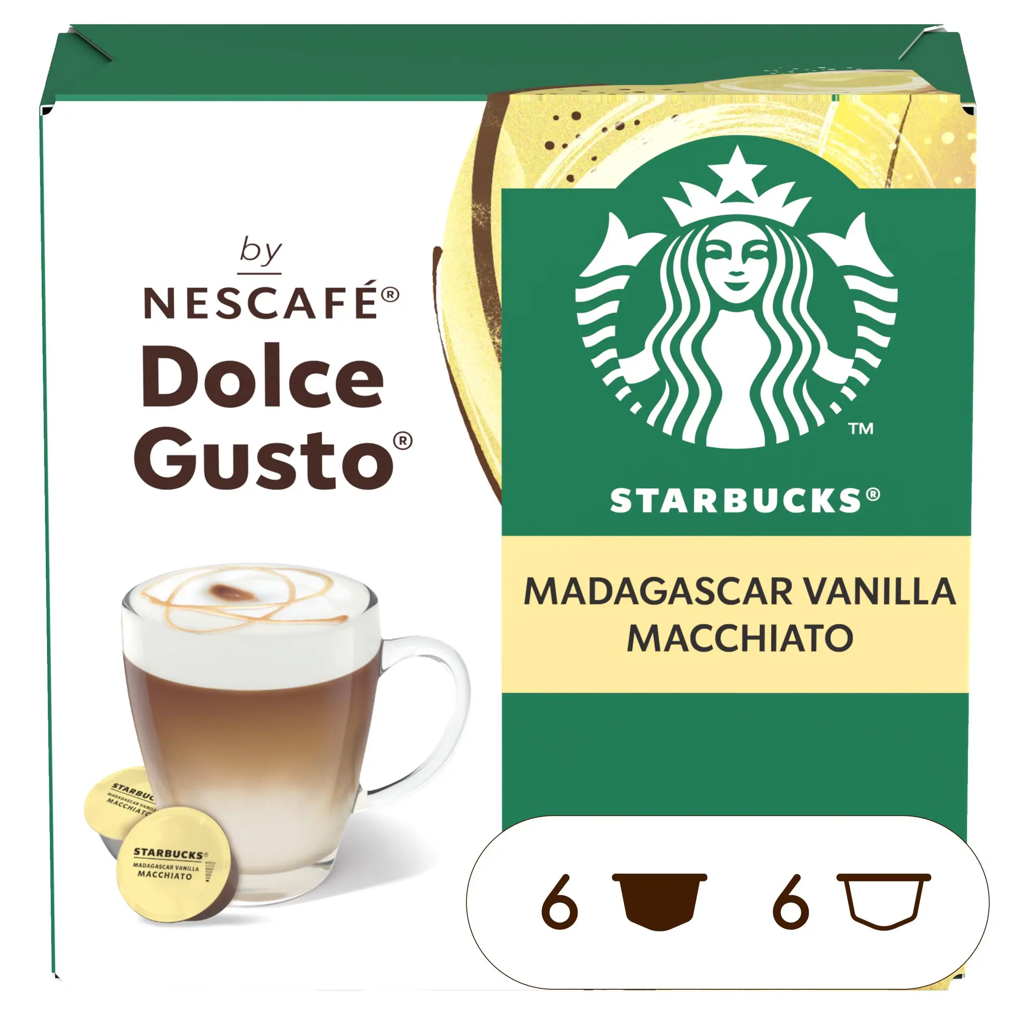 STARBUCKS Capsules de café macchiato vanille de Madagascar compatibles Dolce Gusto