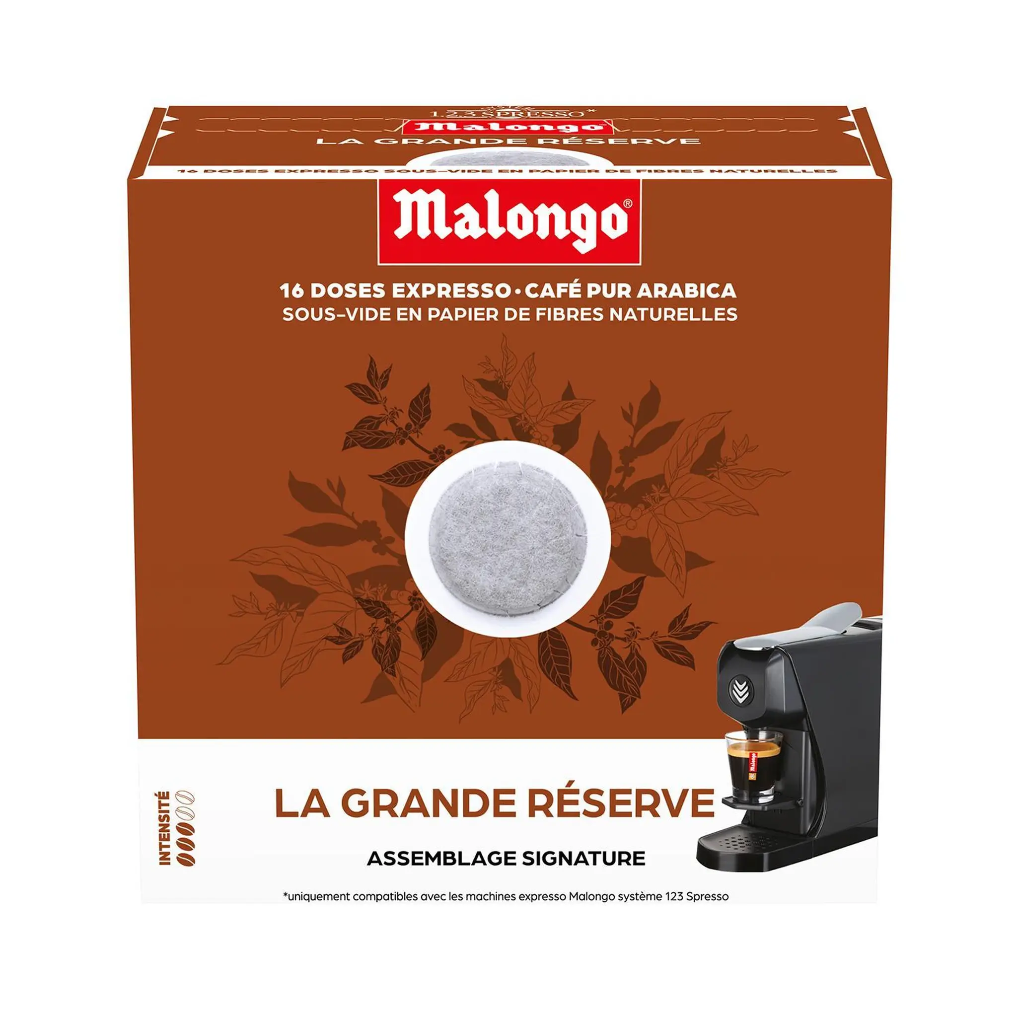 MALONGO Dosettes de café pur Arabica grande réserve compatibles Malongo