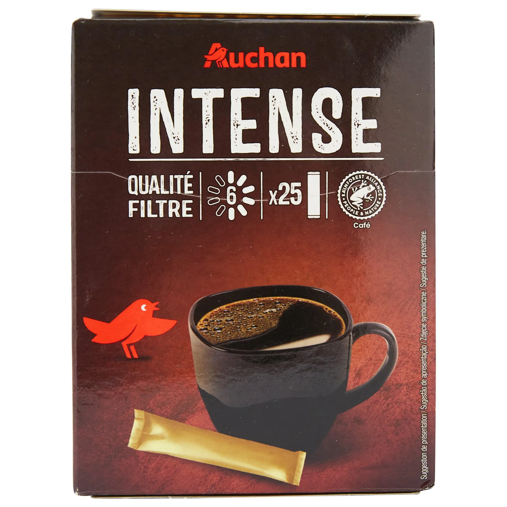 AUCHAN Café soluble qualité filtre en stick intensité 6