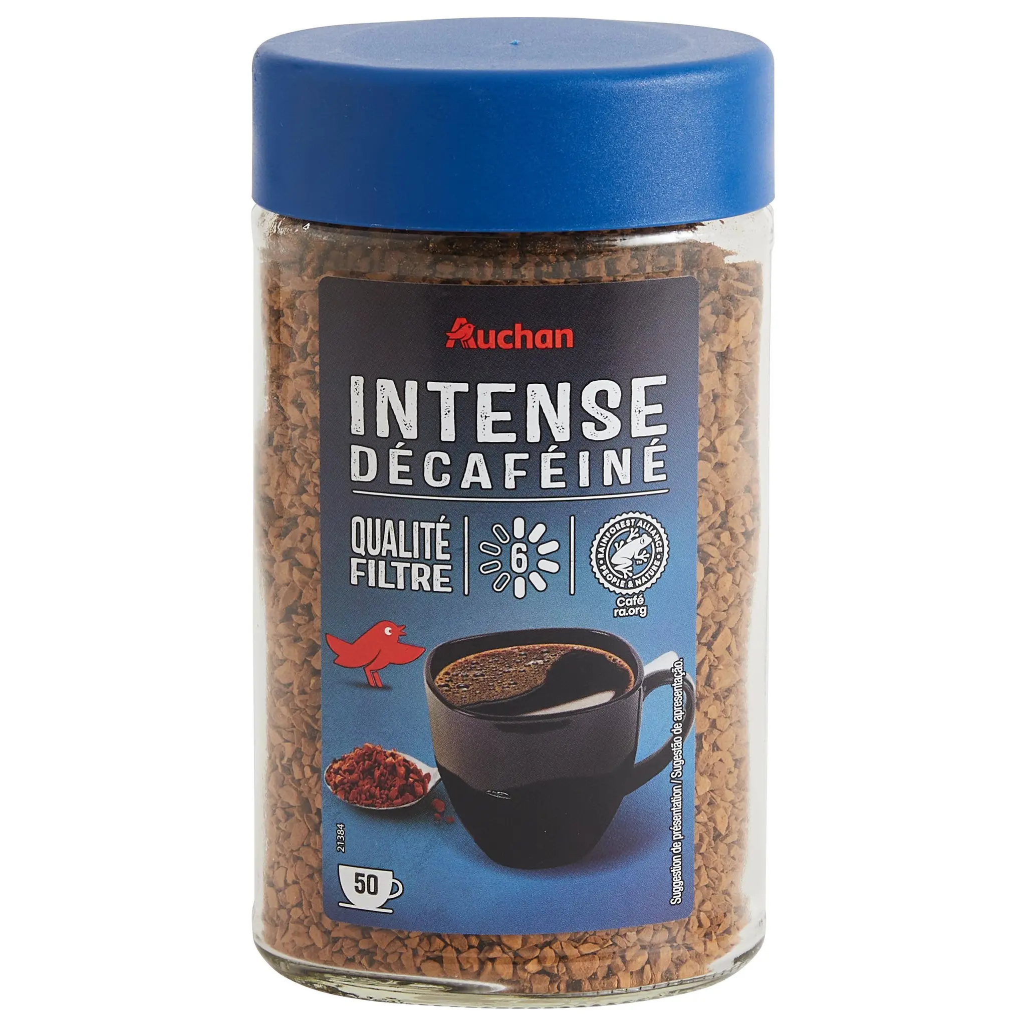 AUCHAN Café soluble intense décaféiné intensité 6
