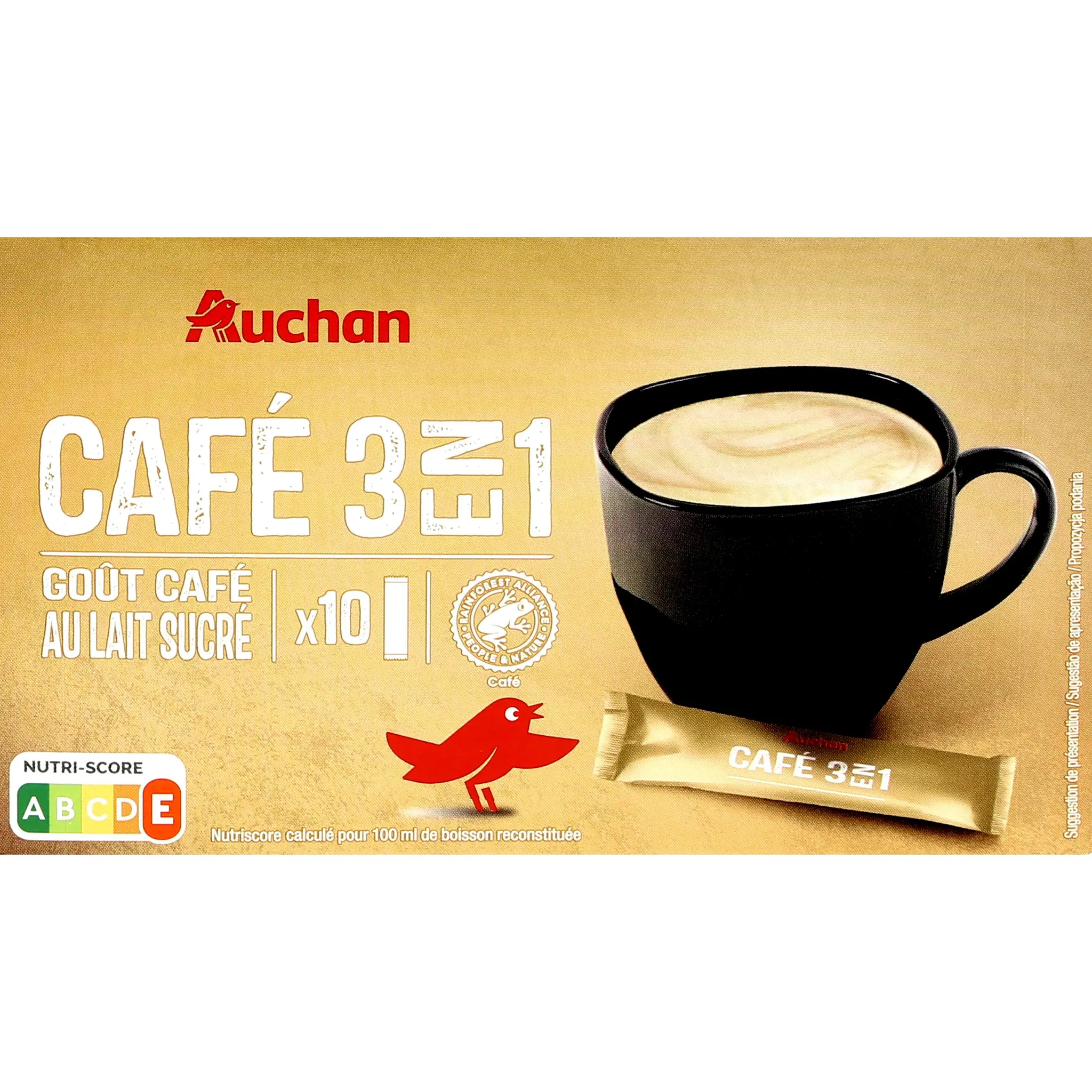 AUCHAN Café 3 en 1 gout café au lait sucré