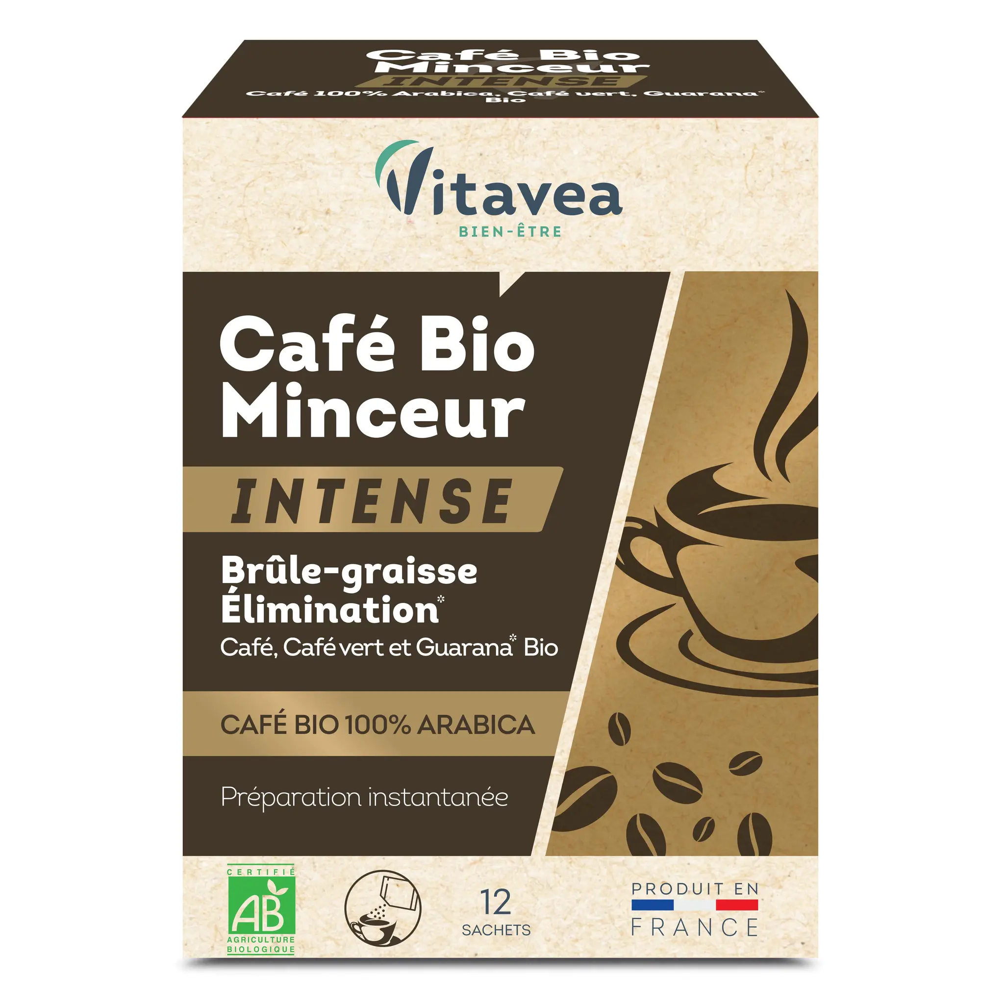 VITAVEA Sachets café bio minceur intense 100% arabica préparation instantanée