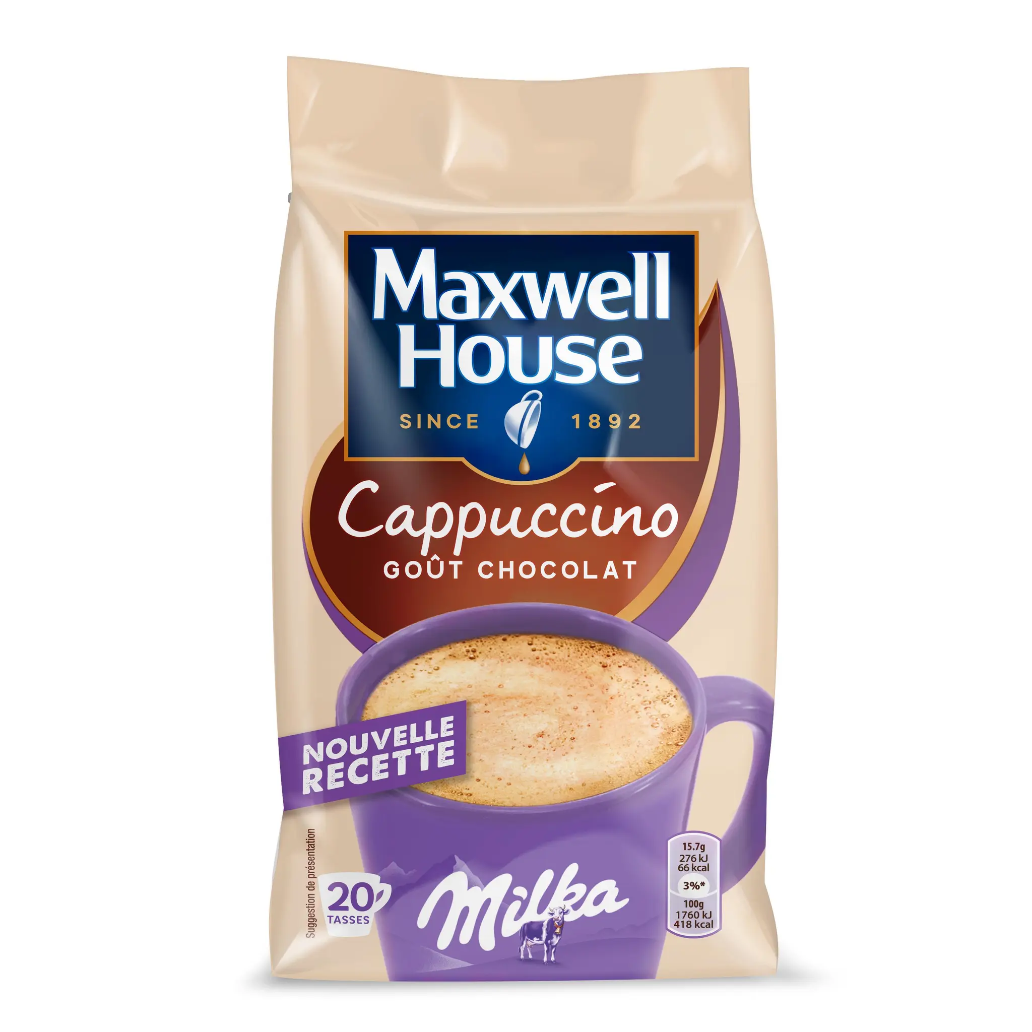 MAXWELL HOUSE Cappuccino soluble goût chocolat milka