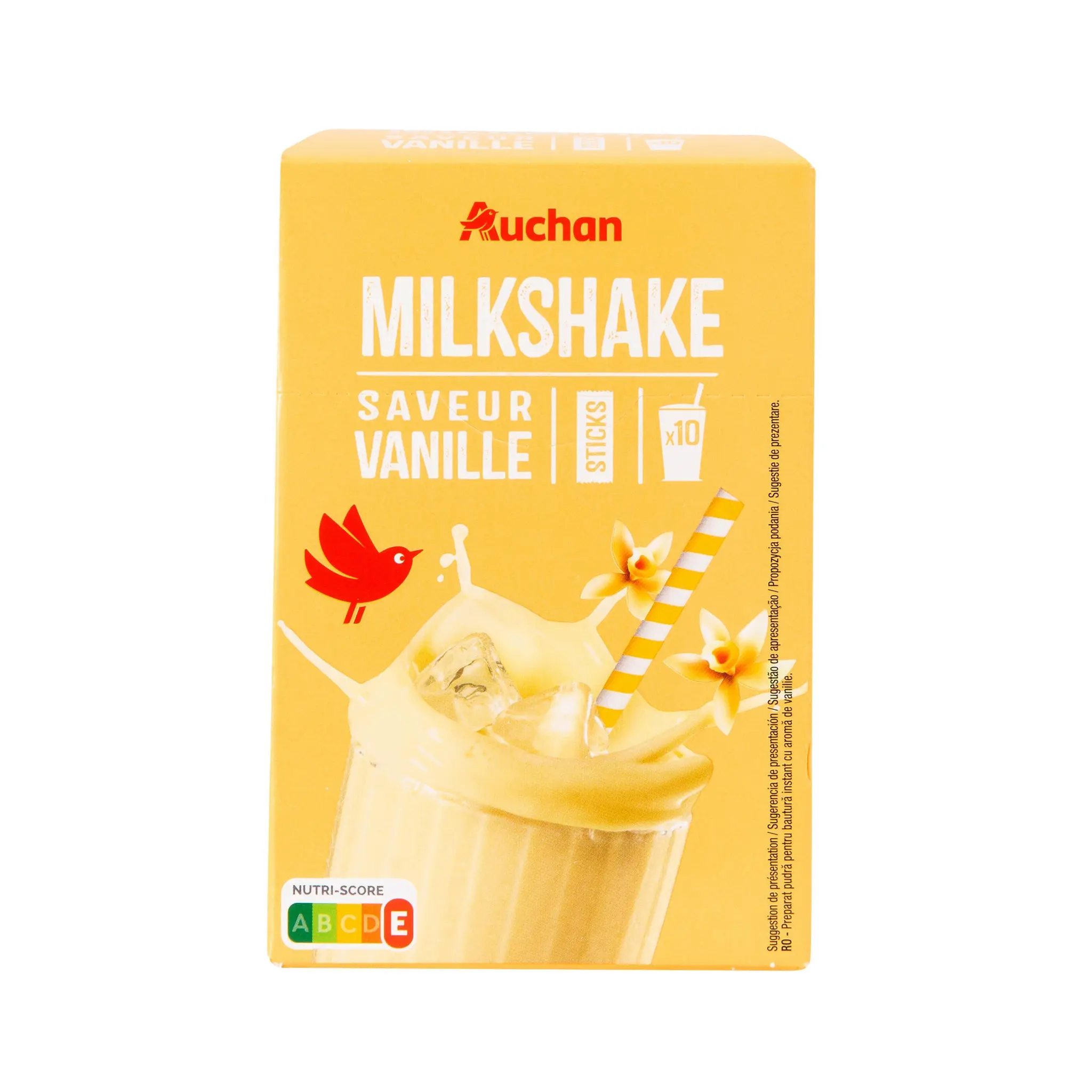 AUCHAN Milkshake saveur vanille en sticks