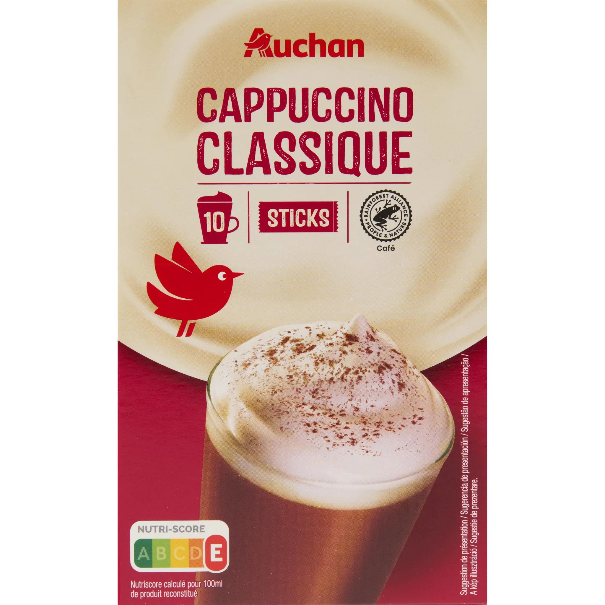 AUCHAN Cappuccino classique en sticks