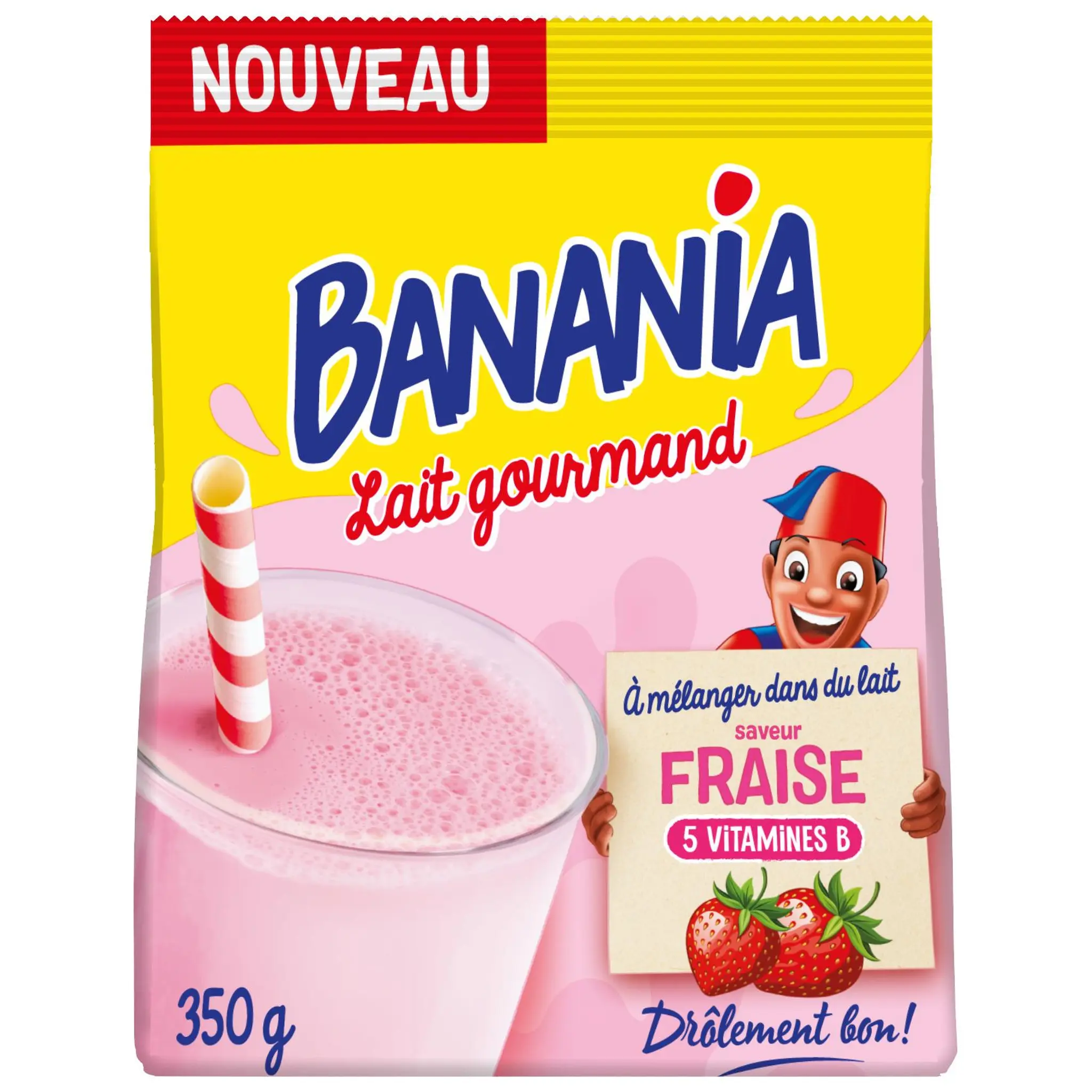 BANANIA Lait gourmand préparation en poudre saveur fraise