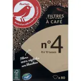 AUCHAN Filtres à café bruns non blanchis n°4