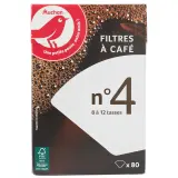 AUCHAN Filtres à café n°4 pour 8 à 12 tasses