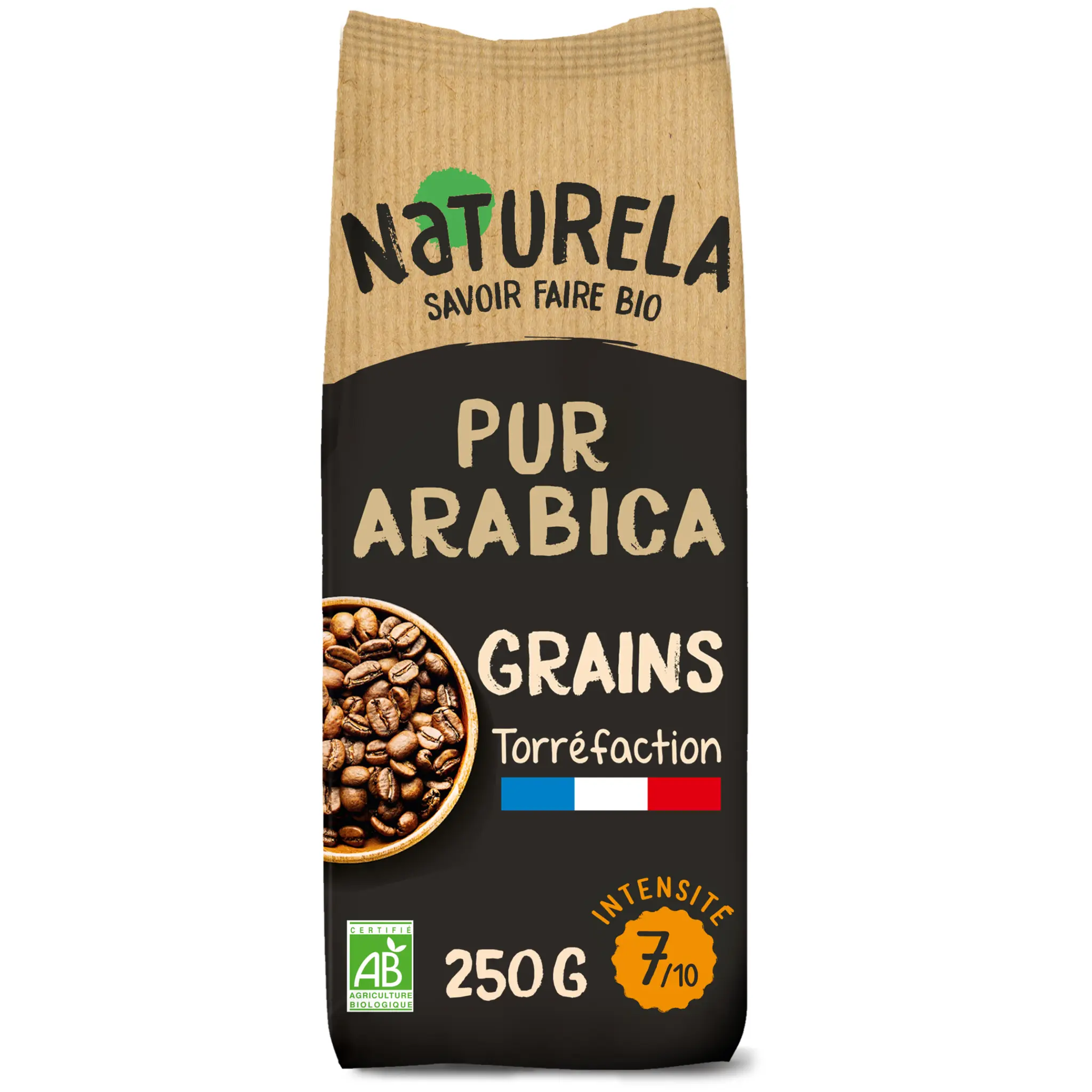 NATURELA Café en grains bio intensité 7 pur Arabica