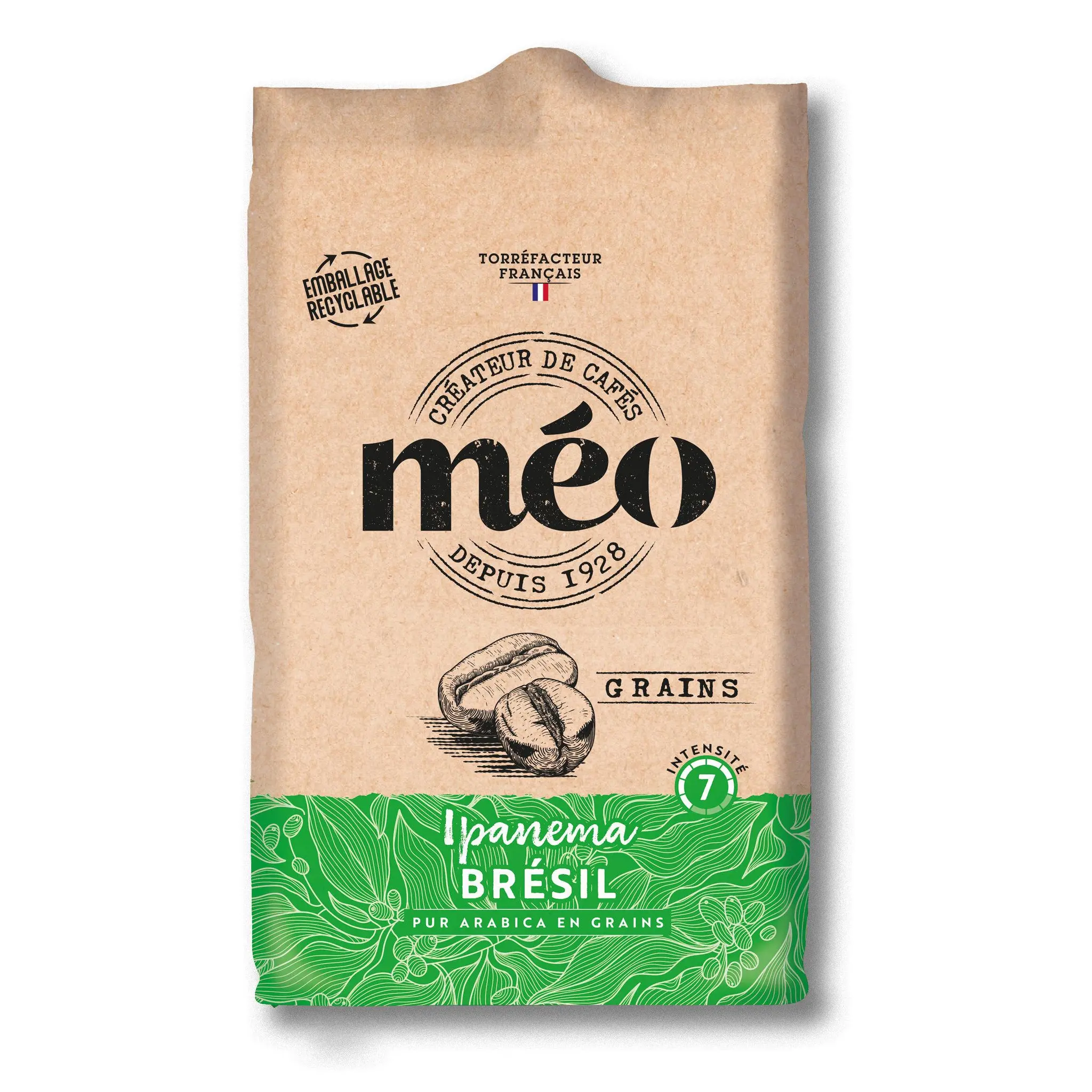 MEO Café en grains Brésil Ipanema pur Arabica Intensité 7