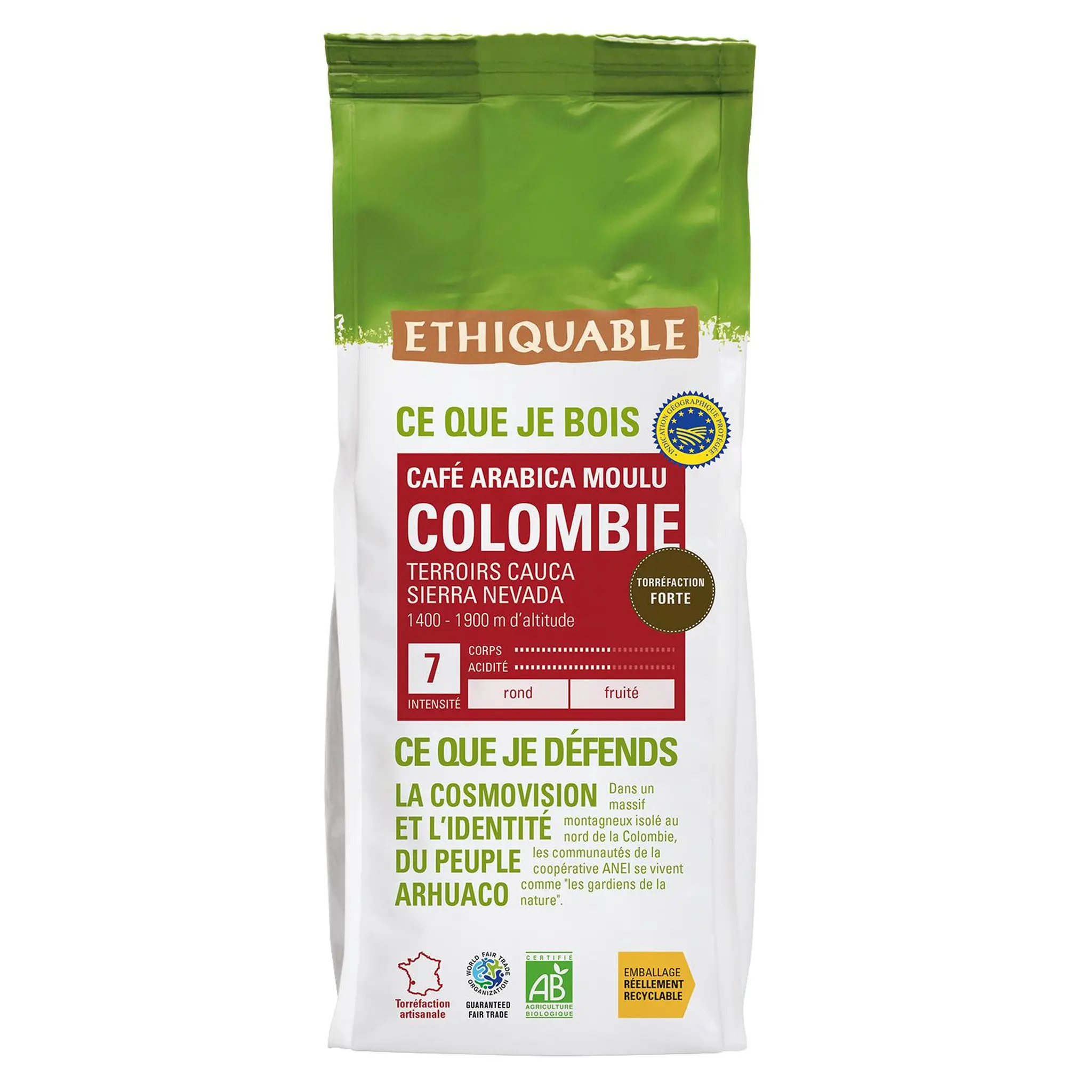 ETHIQUABLE Café moulu Colombie bio intensité 4