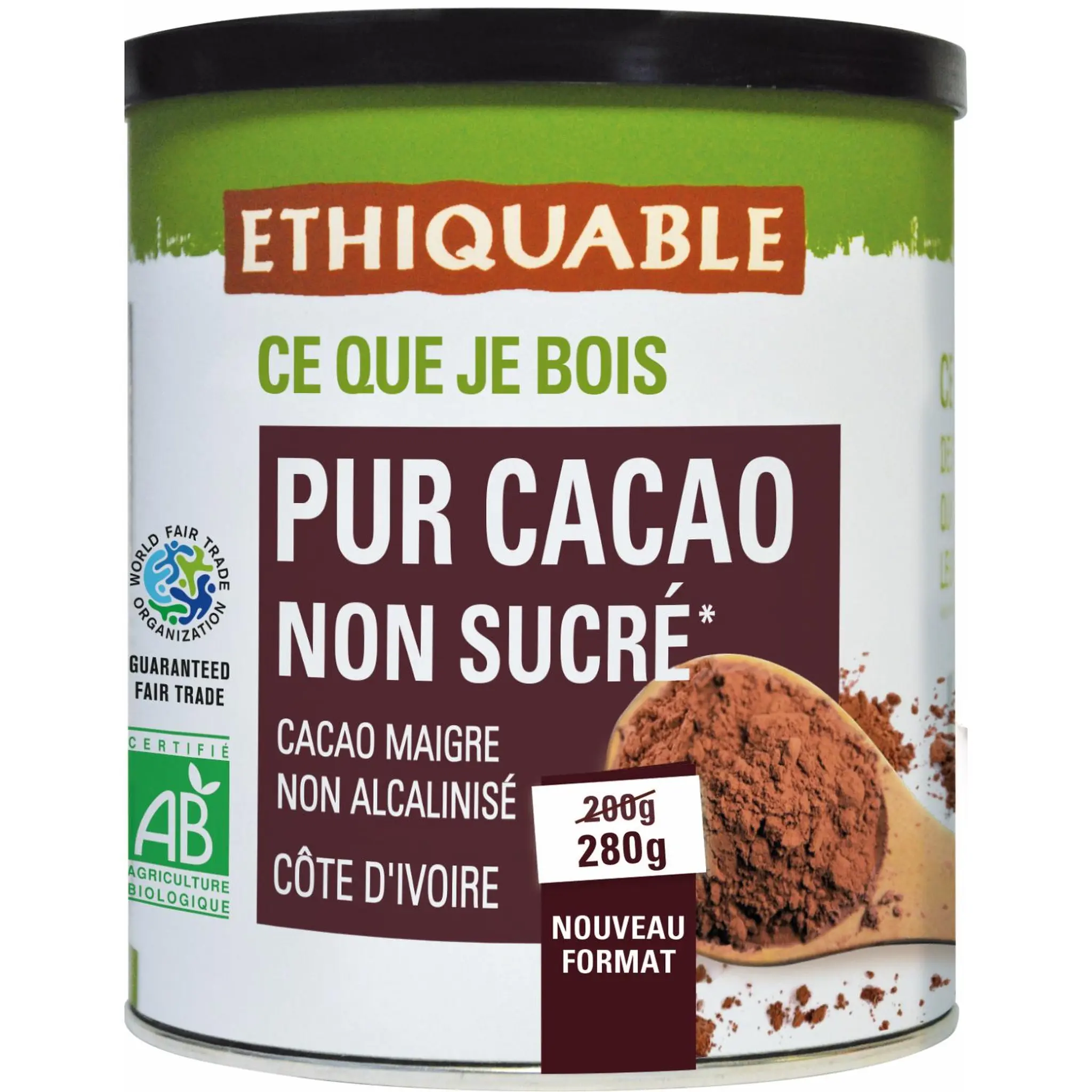 ETHIQUABLE Pur cacao en poudre non sucré bio