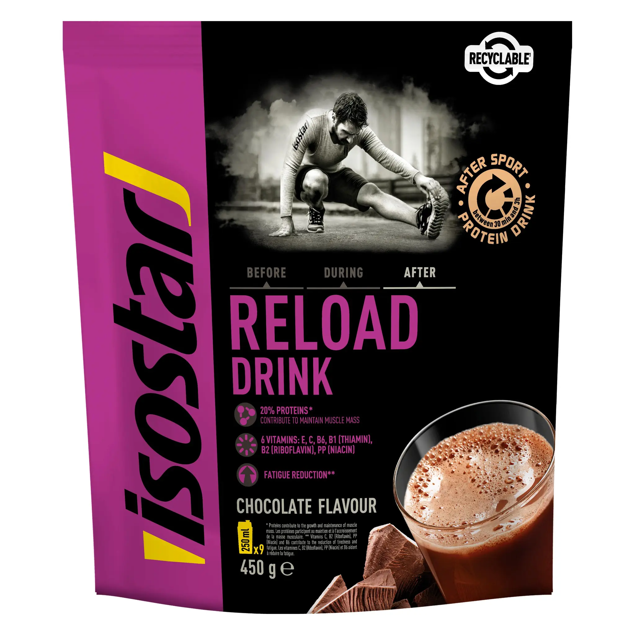 ISOSTAR Préparation en poudre pour boisson de récupération saveur chocolat