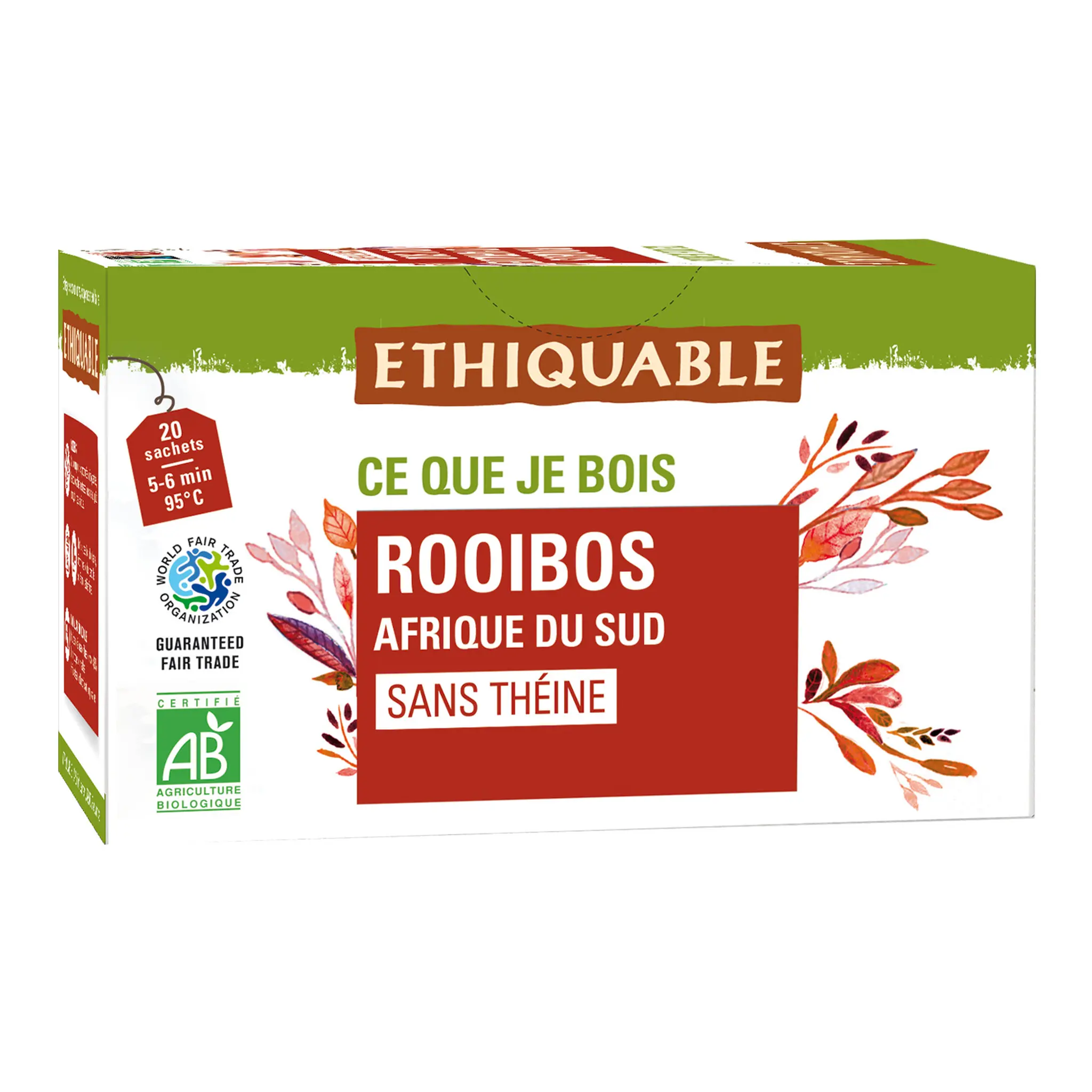 ETHIQUABLE Infusion bio sans théine The Rooibos Afrique du sud