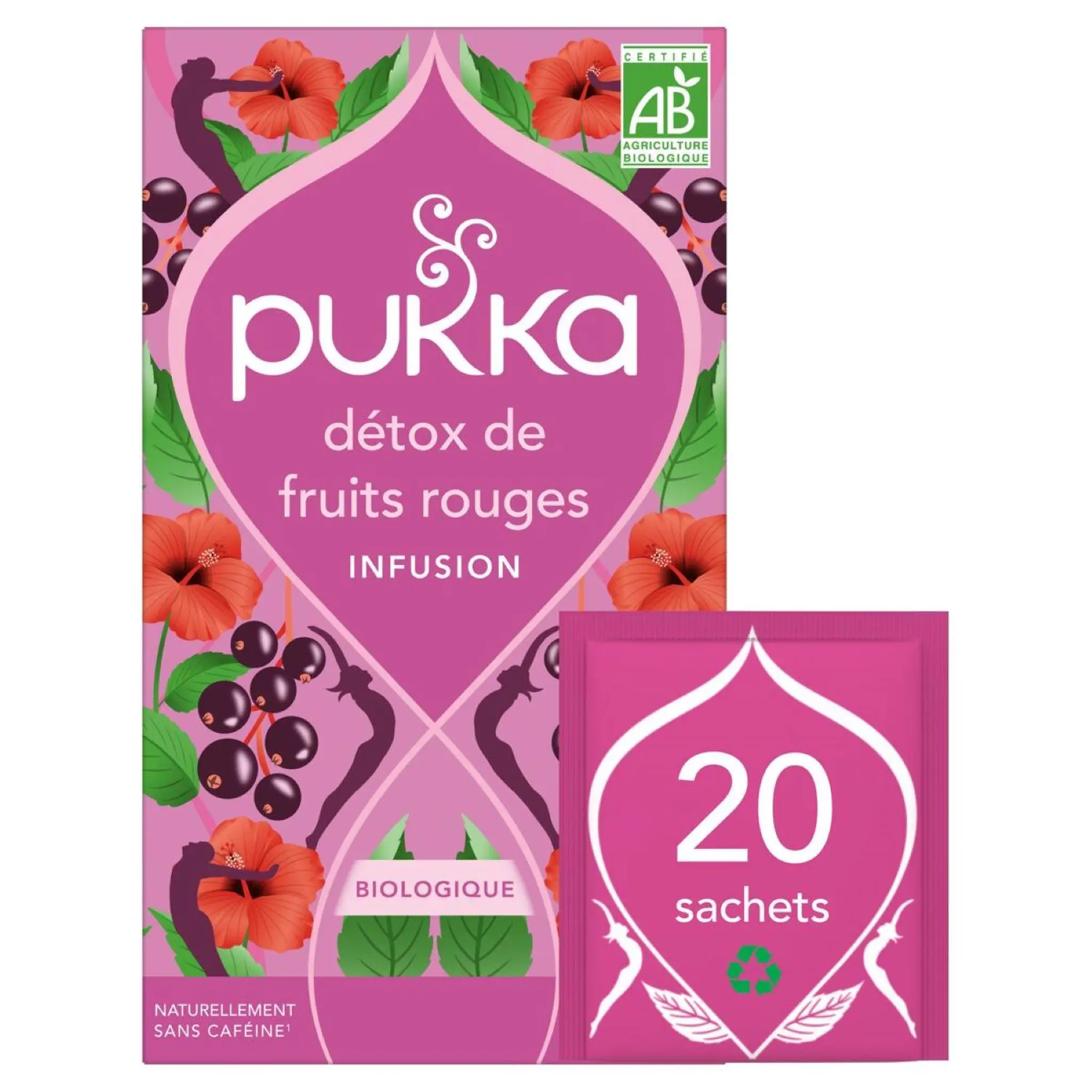 PUKKA Infusion bio détox de fruits rouge alliance de rooibos hibiscus cassis et mûre