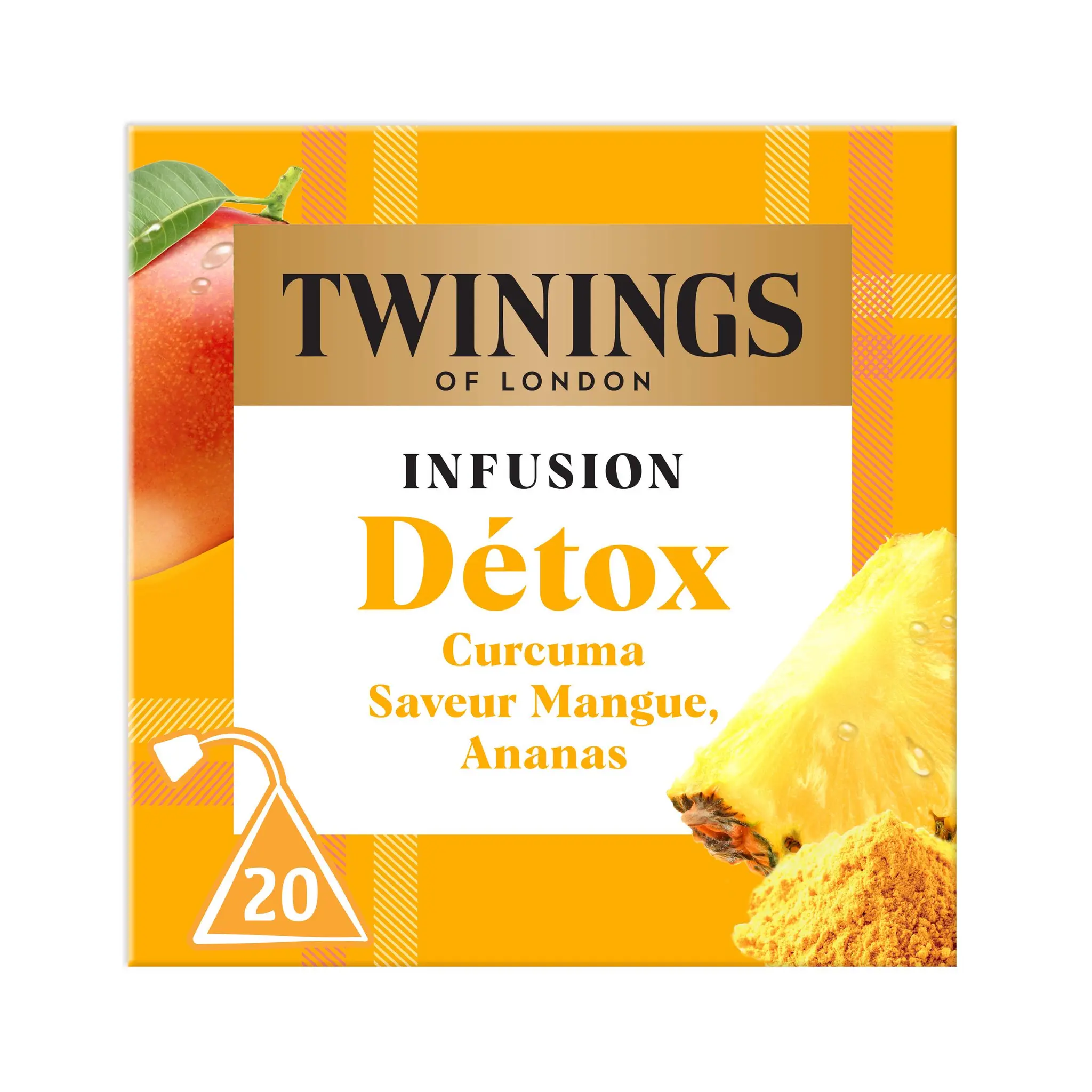 TWININGS Infusion Détox saveur mangue ananas et curcuma