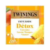 TWININGS Infusion Détox saveur mangue ananas et curcuma