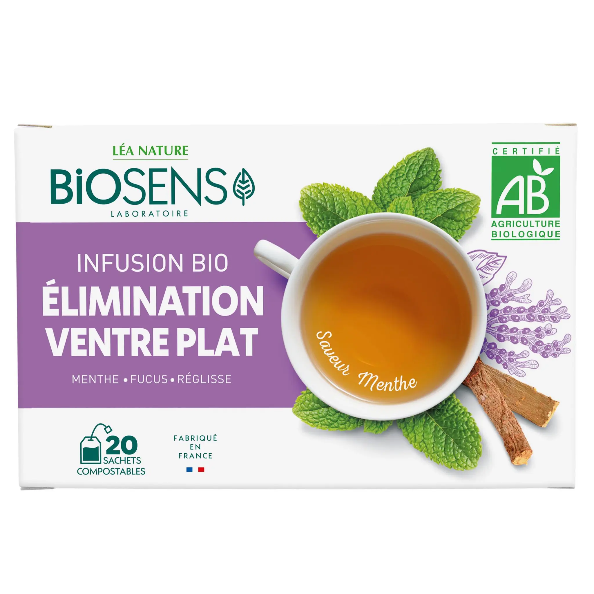 BIOSENS Infusion bio élimination ventre plat saveur menthe