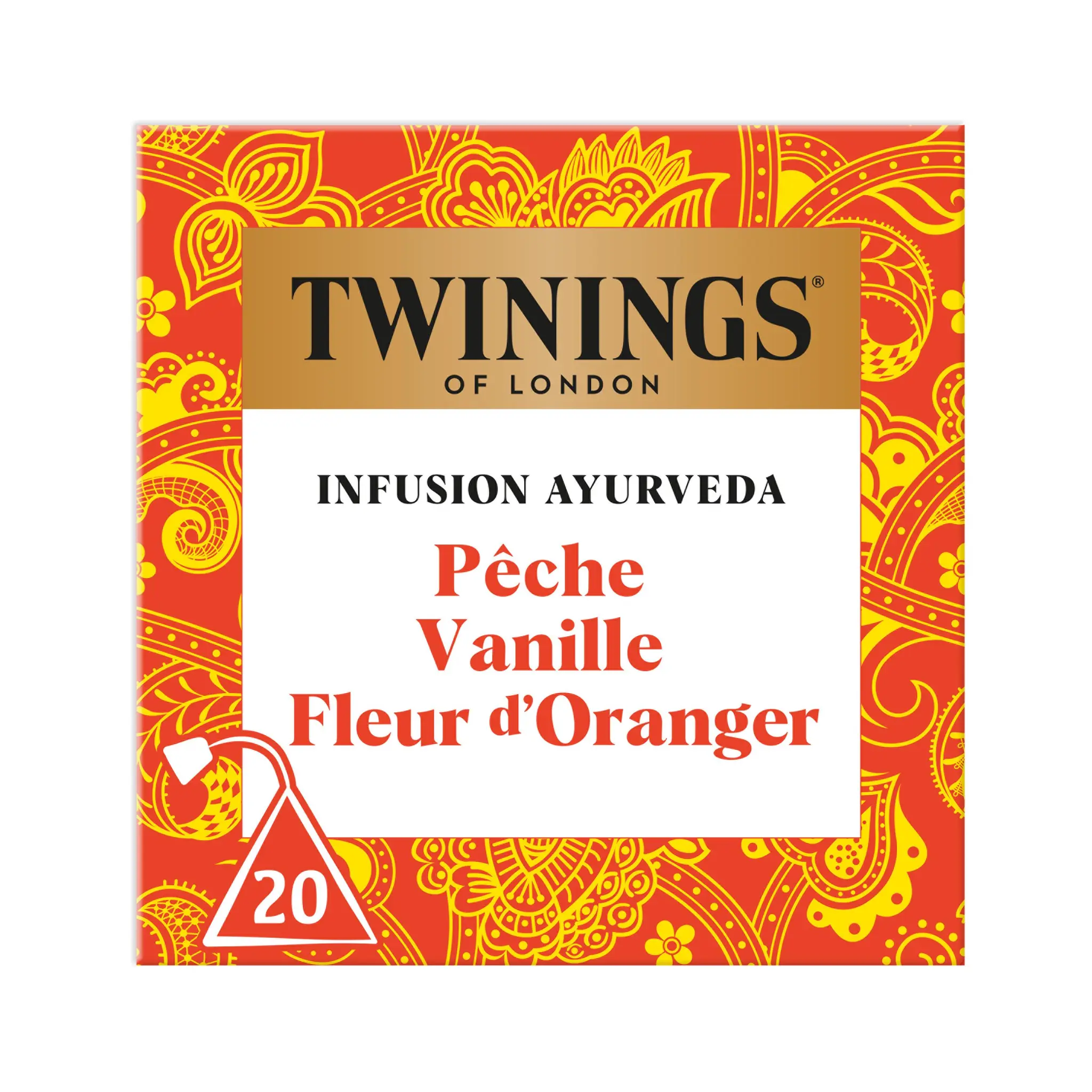 TWININGS Infusion ayurveda pêche vanille fleur d'oranger