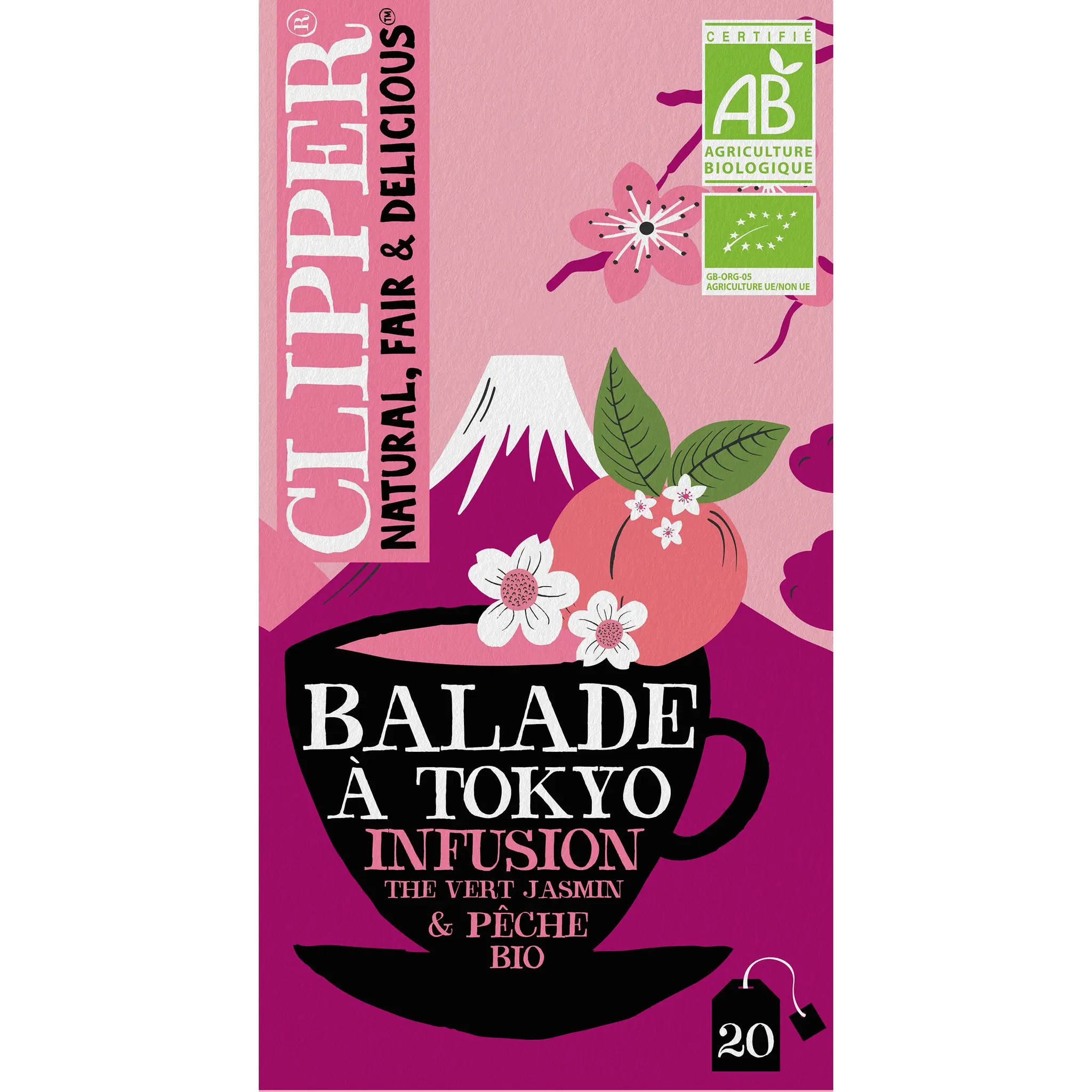 CLIPPER Infusion bio balade à Tokyo thé vert jasmin et pêche