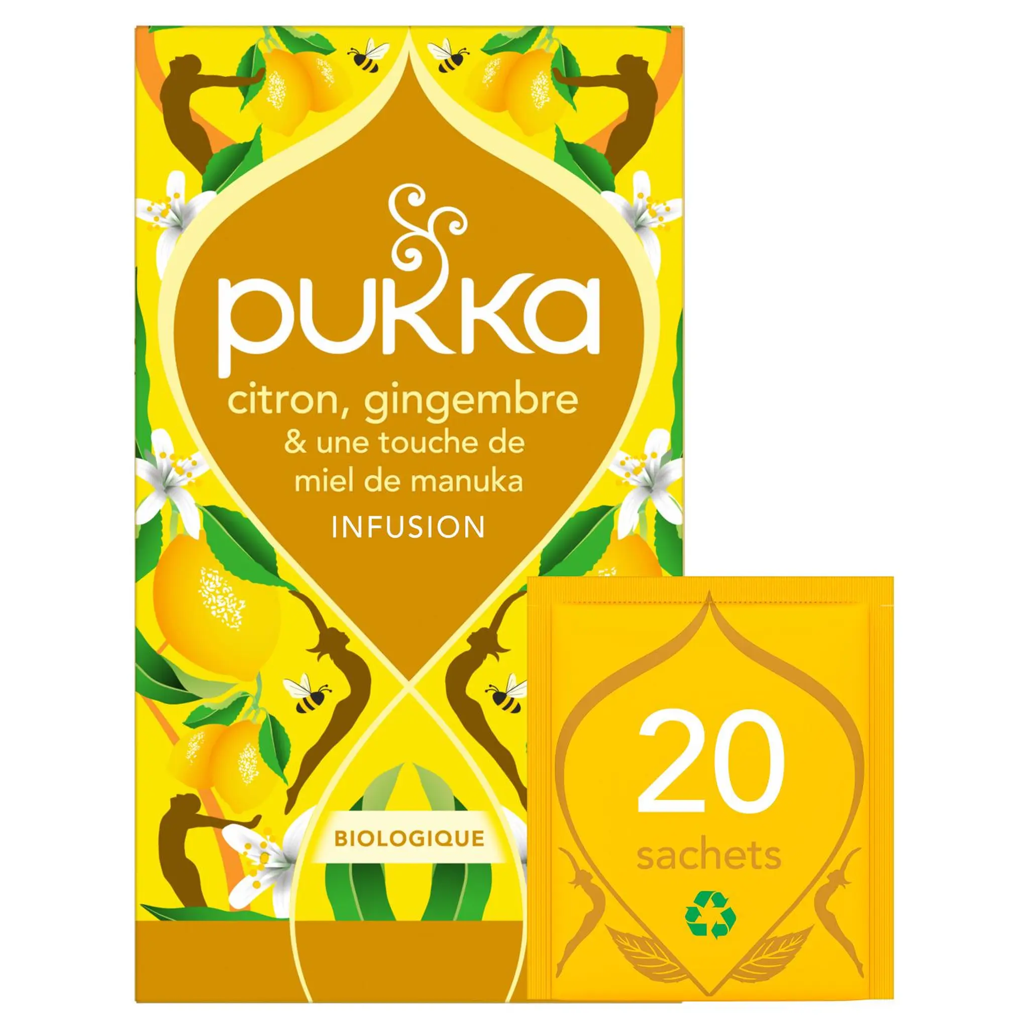 PUKKA Infusion bio au citron gingembre et touche de miel de manuka