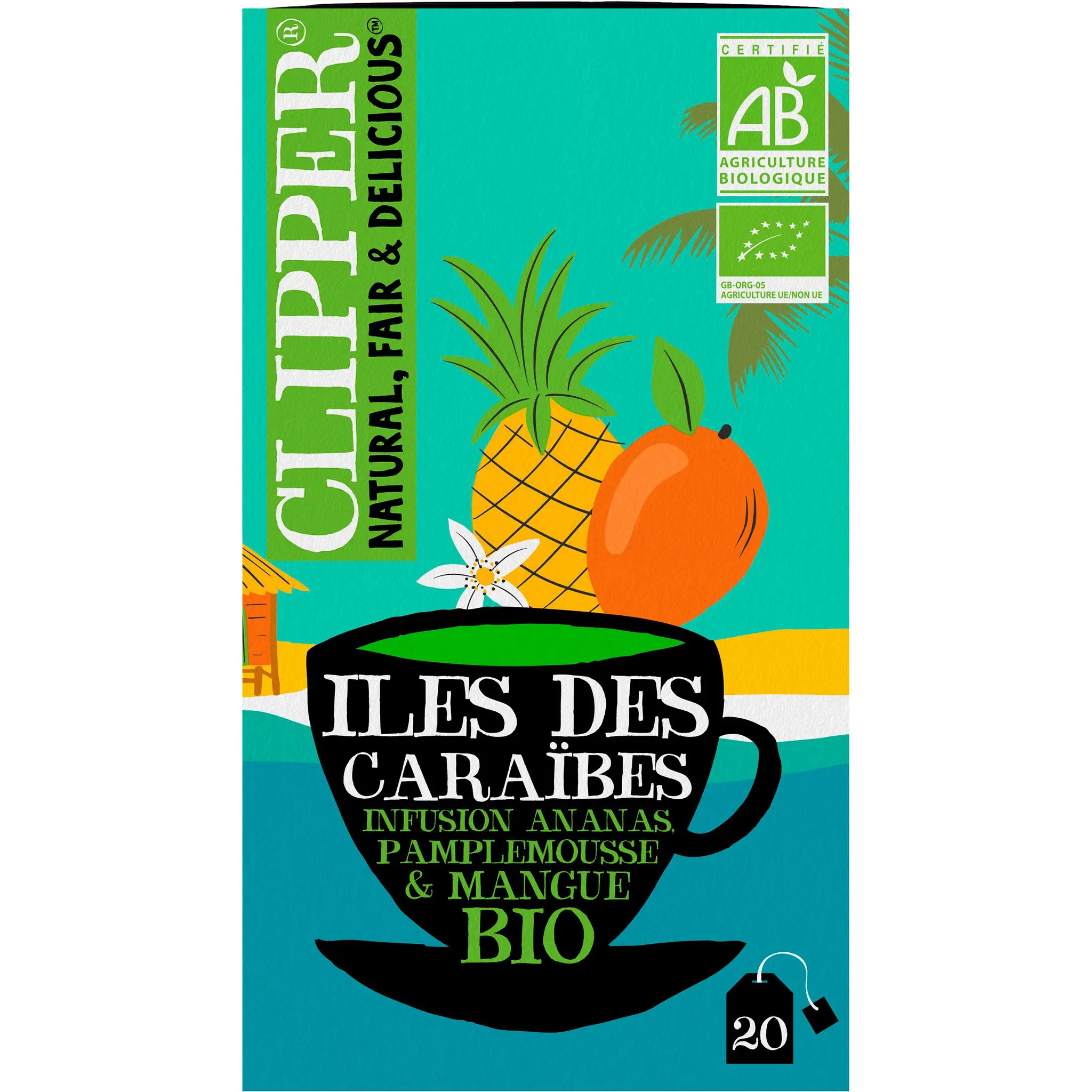 CLIPPER Infusion îles des caraibes à l'ananas pamplemousse et mangue bio
