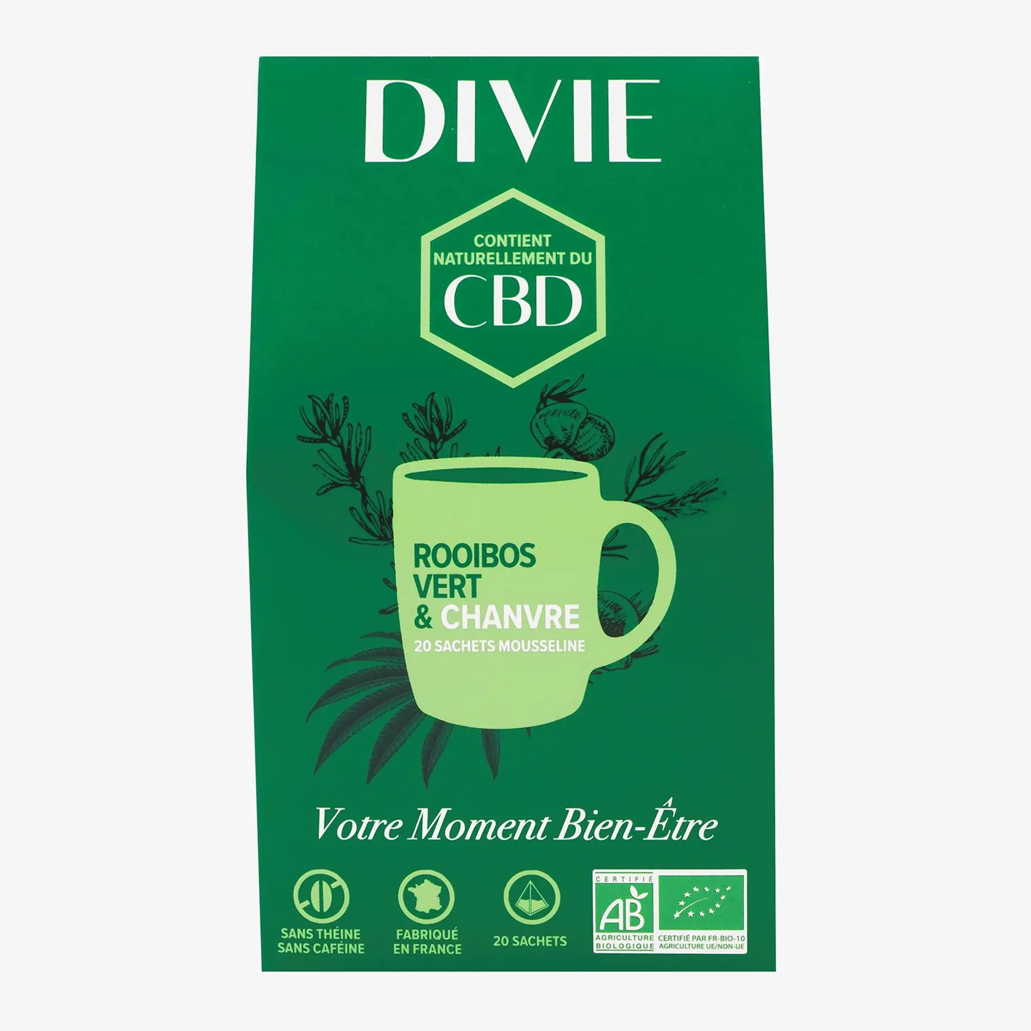 DIVIE Infusion au rooibos vert et chanvre bio