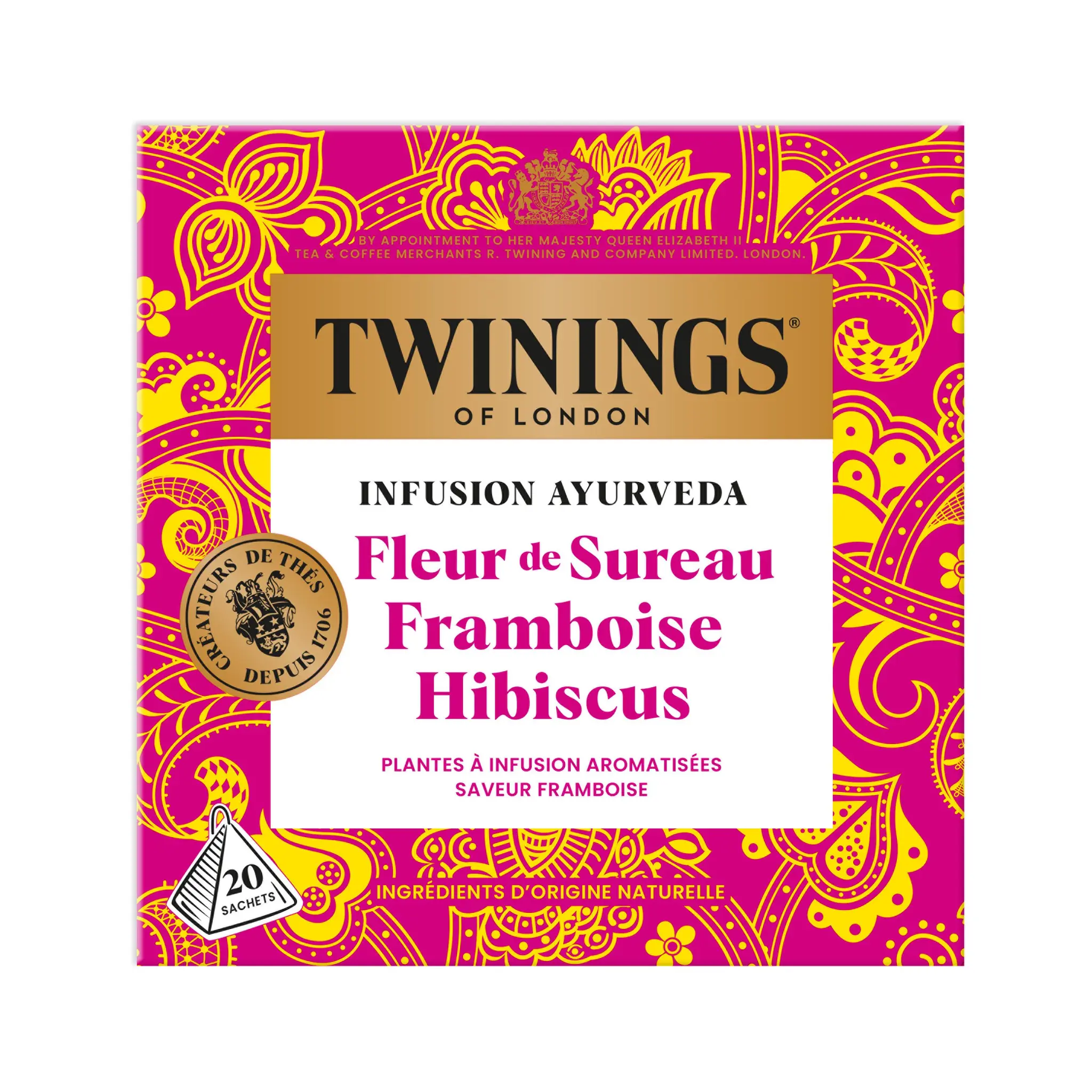 TWININGS Infusion ayurveda fleur de sureau framboise et hibiscus