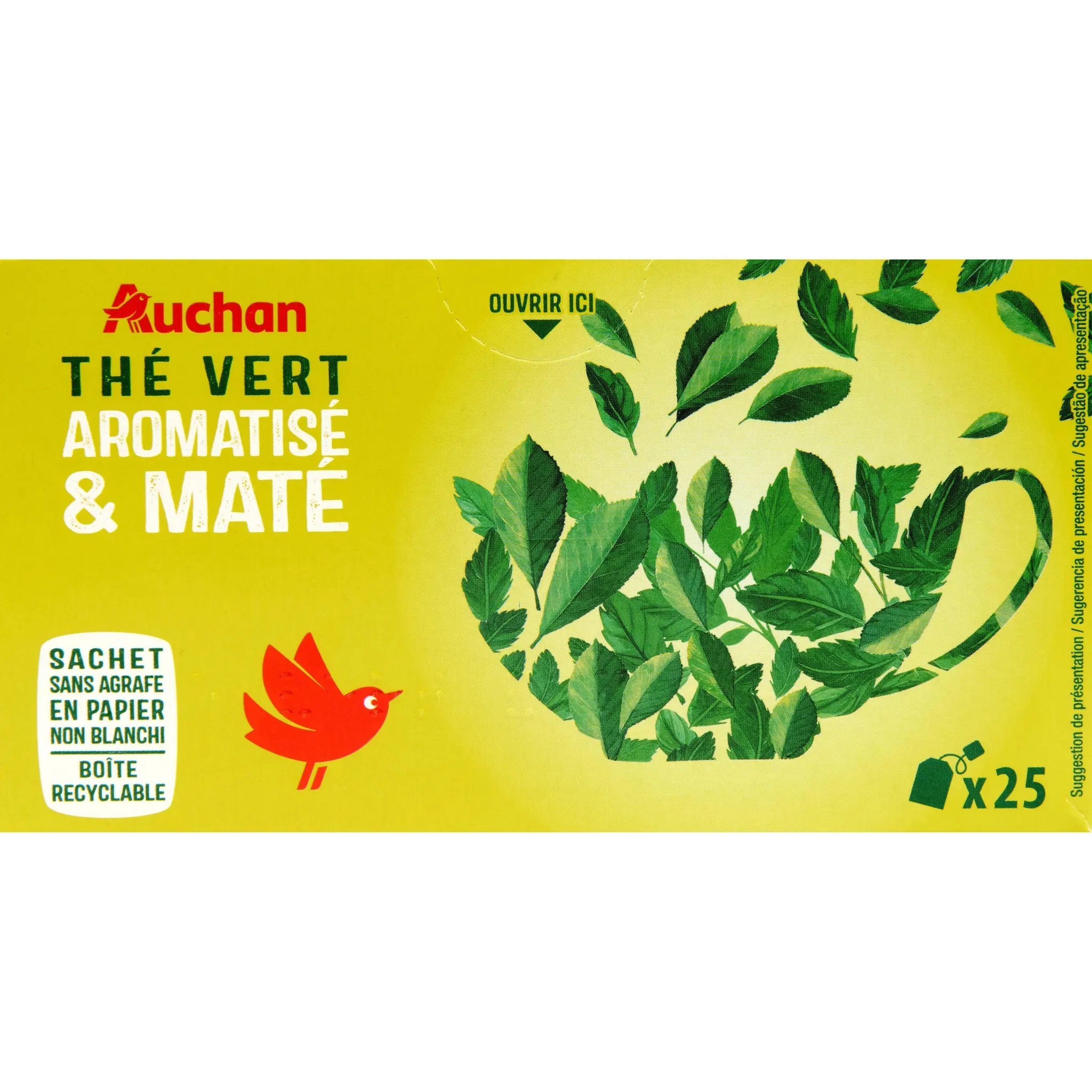 AUCHAN Thé vert aromatisé et maté