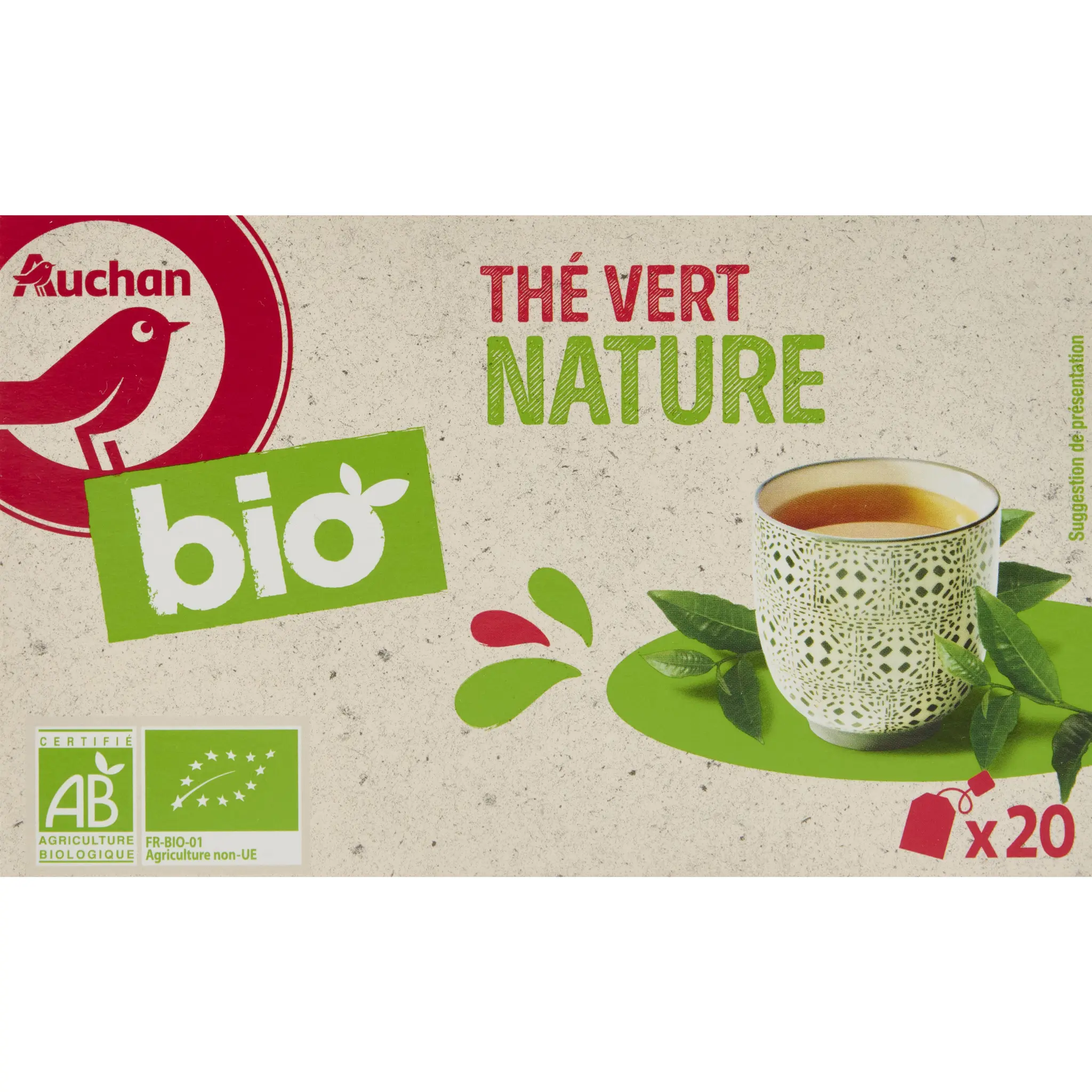 AUCHAN BIO Thé vert nature