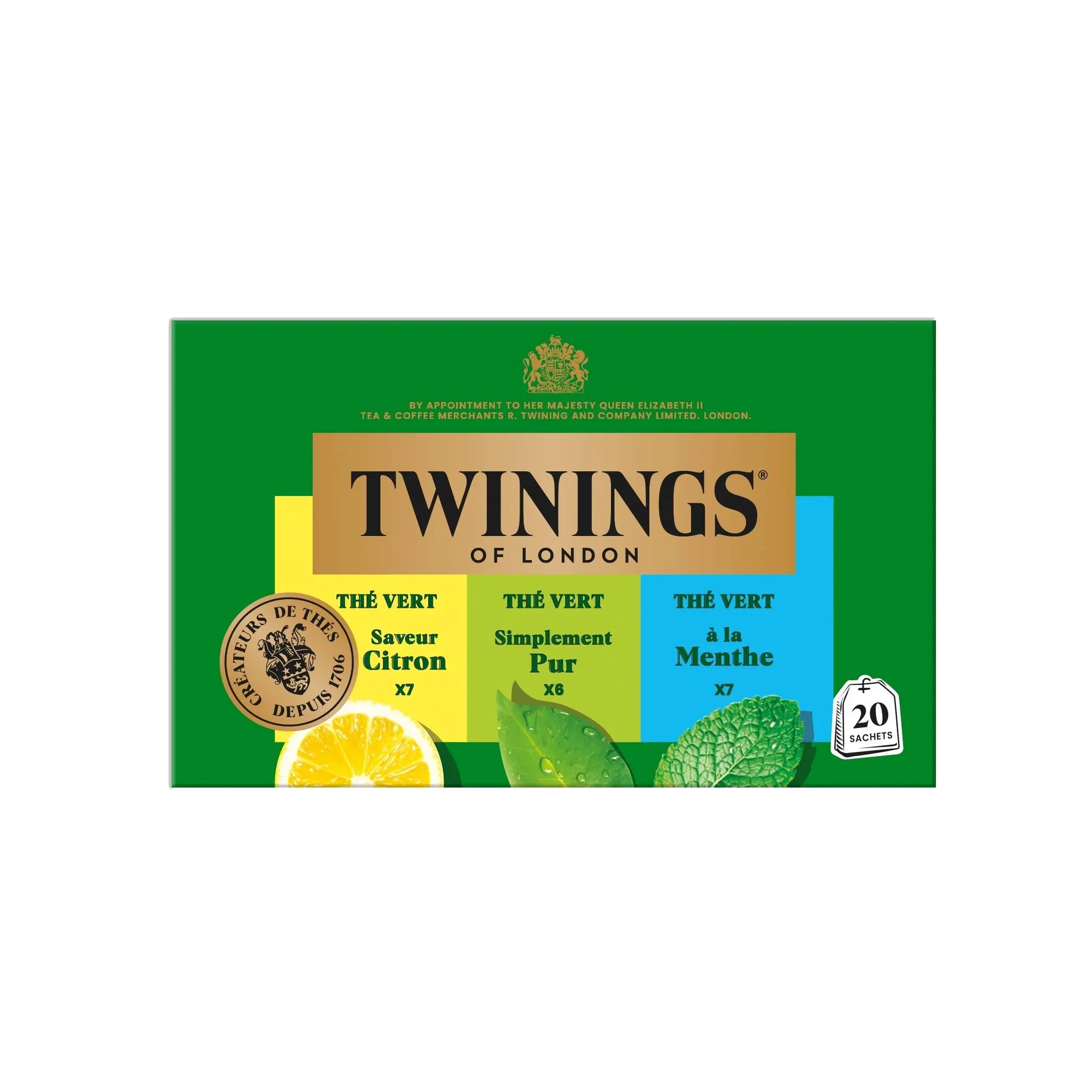 TWININGS Assortiment de thé vert citron et menthe