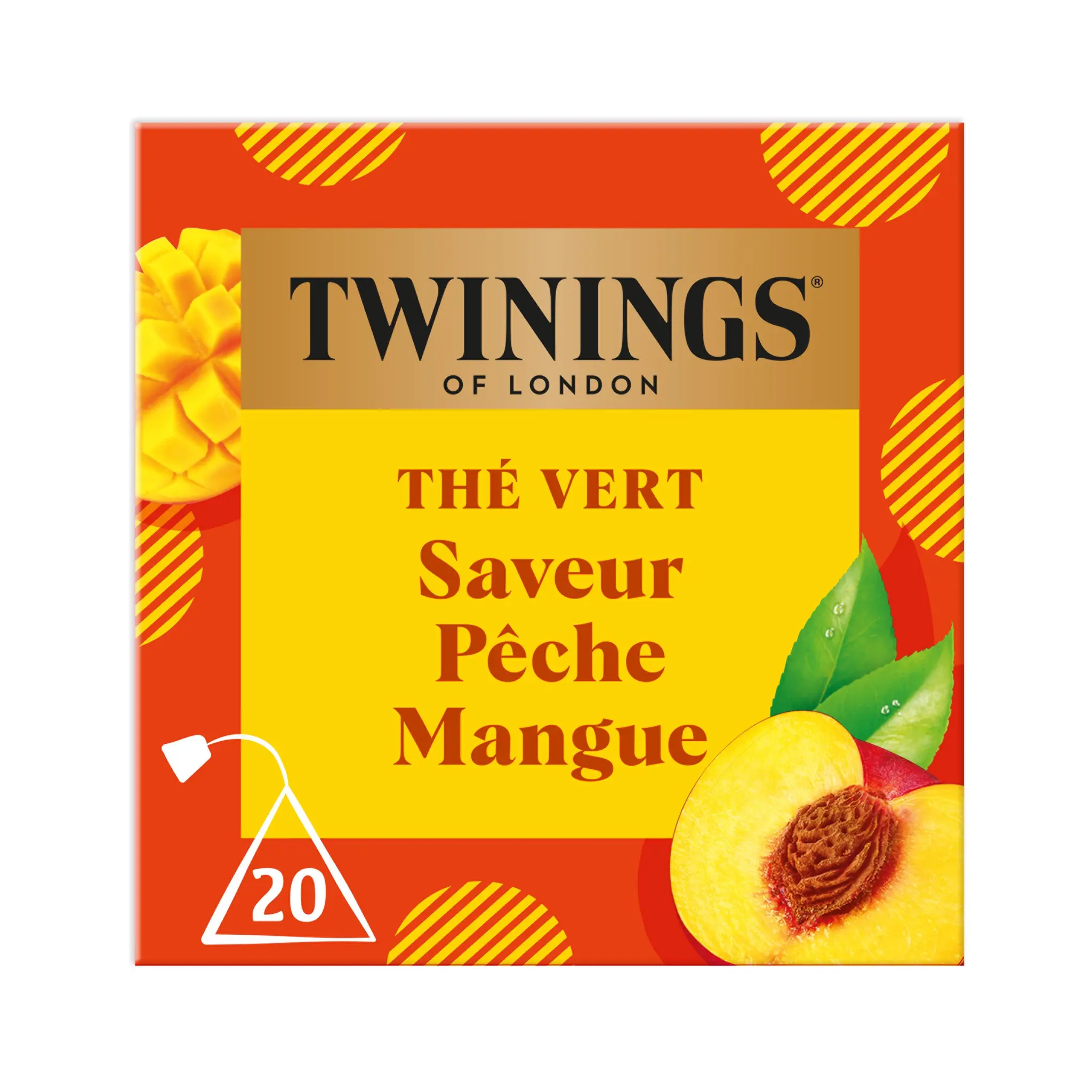 TWININGS Thé vert saveur pêche mangue