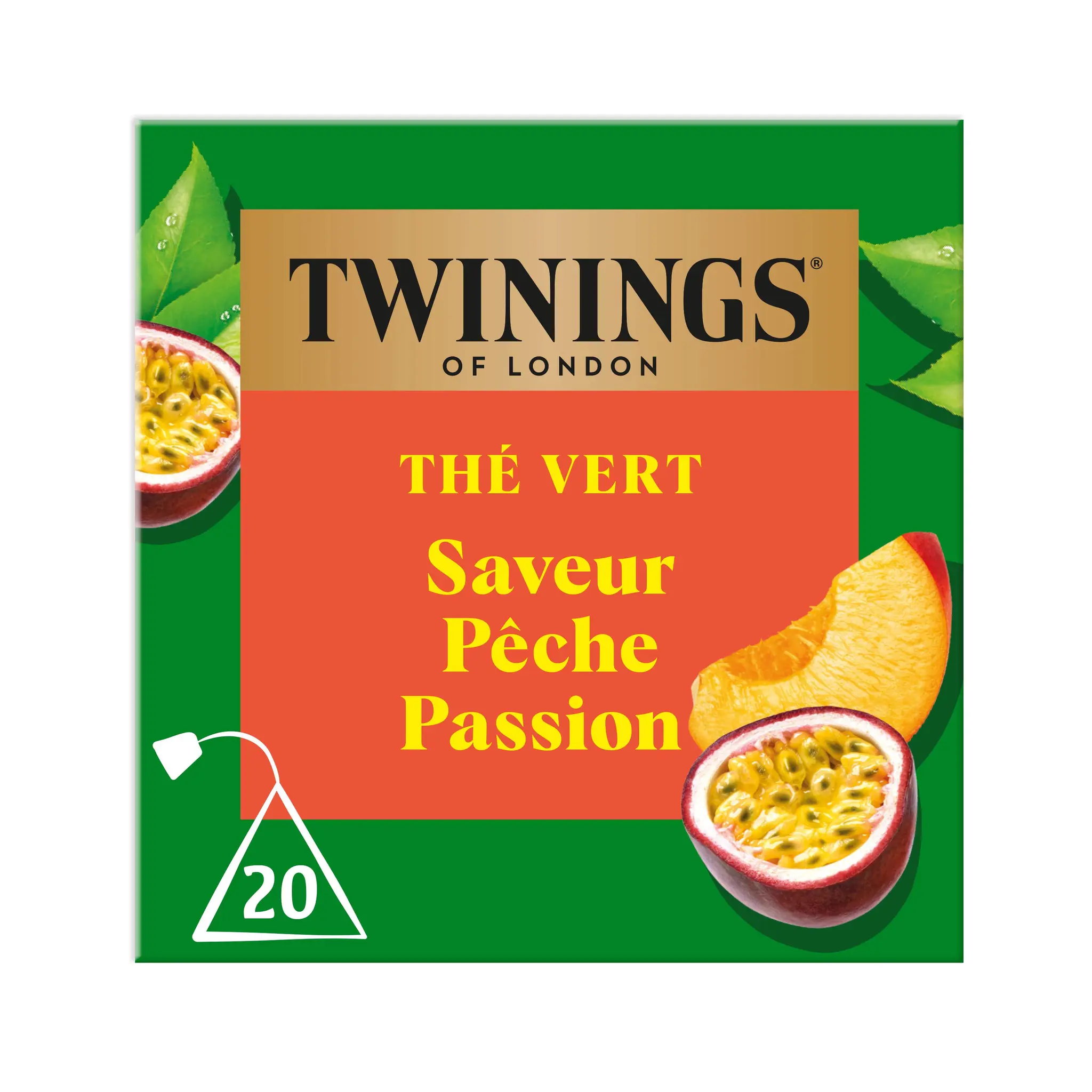 TWININGS Thé vert saveur pêche passion