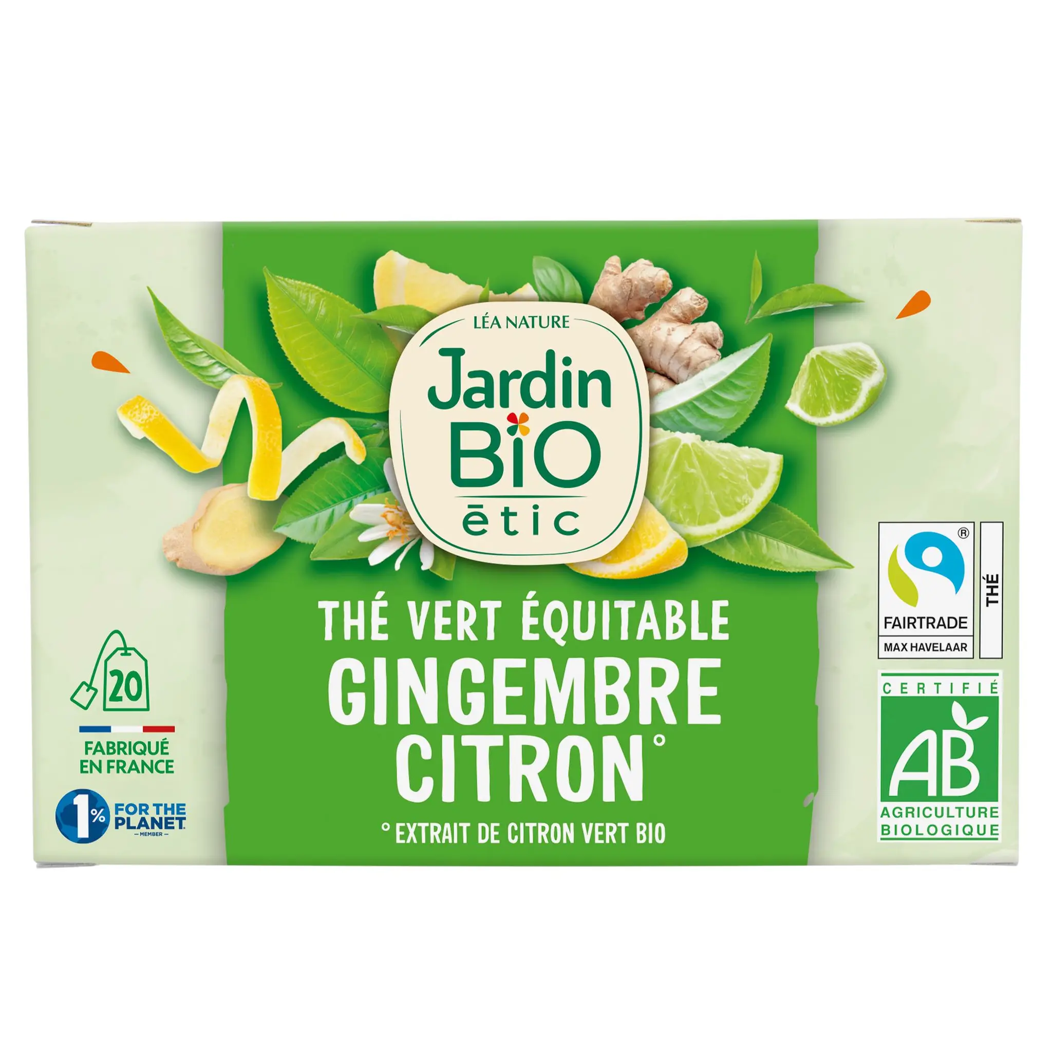 JARDIN BIO ETIC Thé vert équitable au gingembre et citron vert