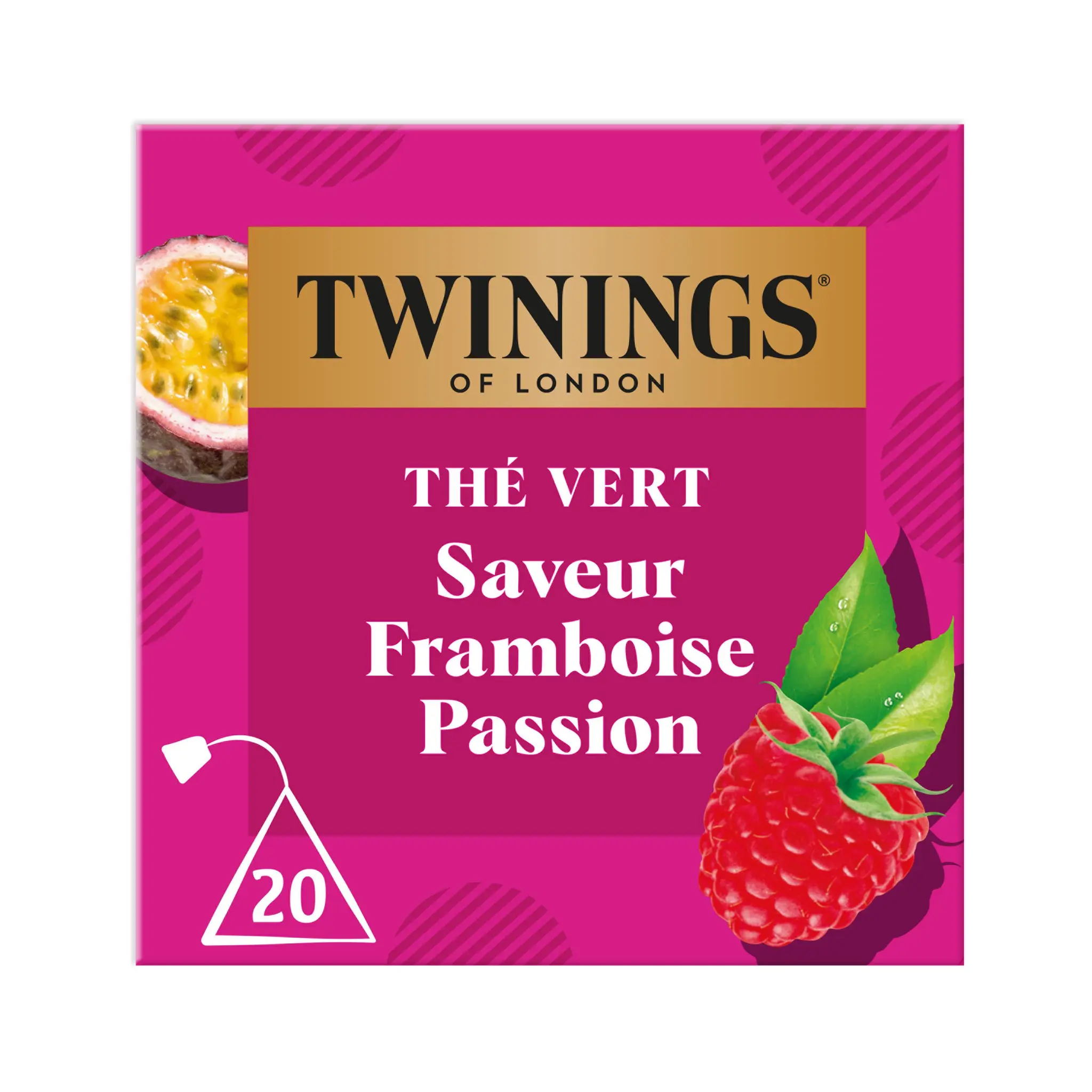 TWININGS Thé vert saveur framboise passion