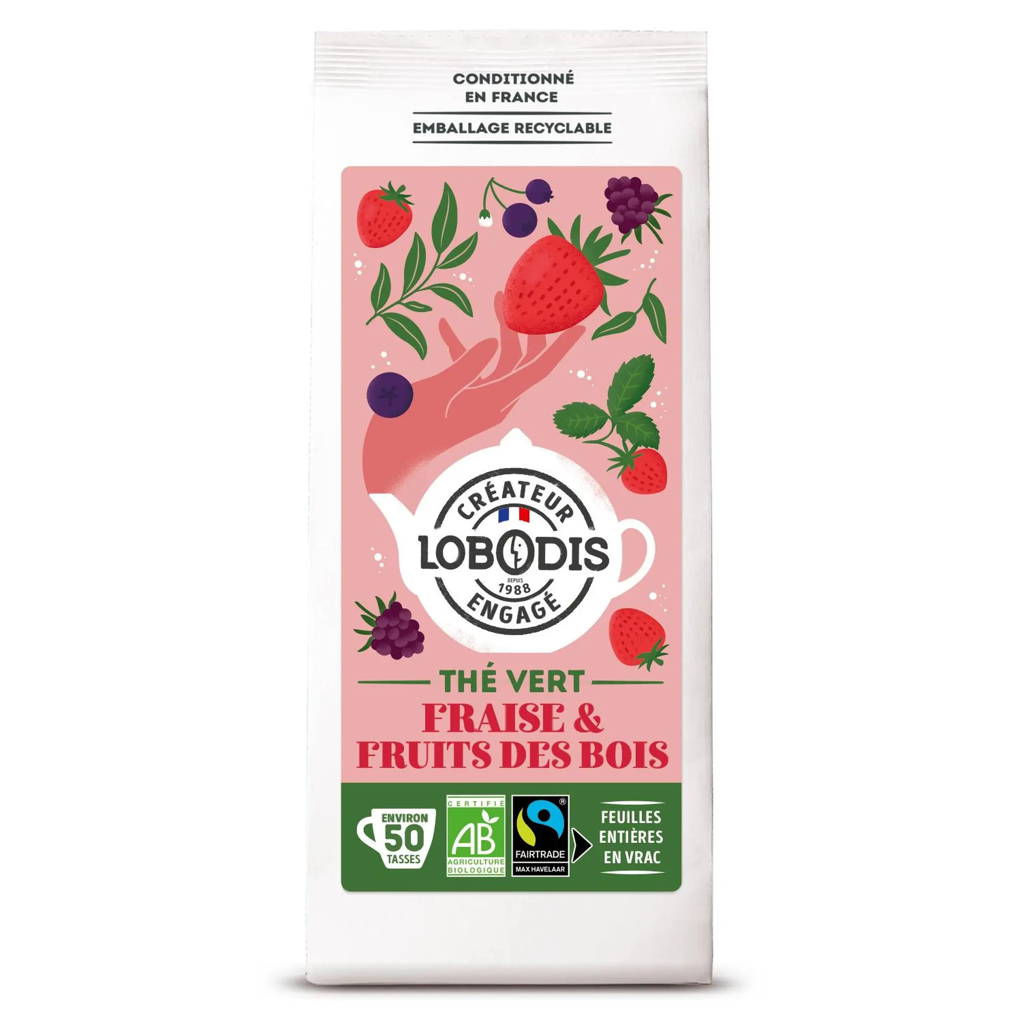 LOBODIS Thé vert à la fraise et fruits des bois bio