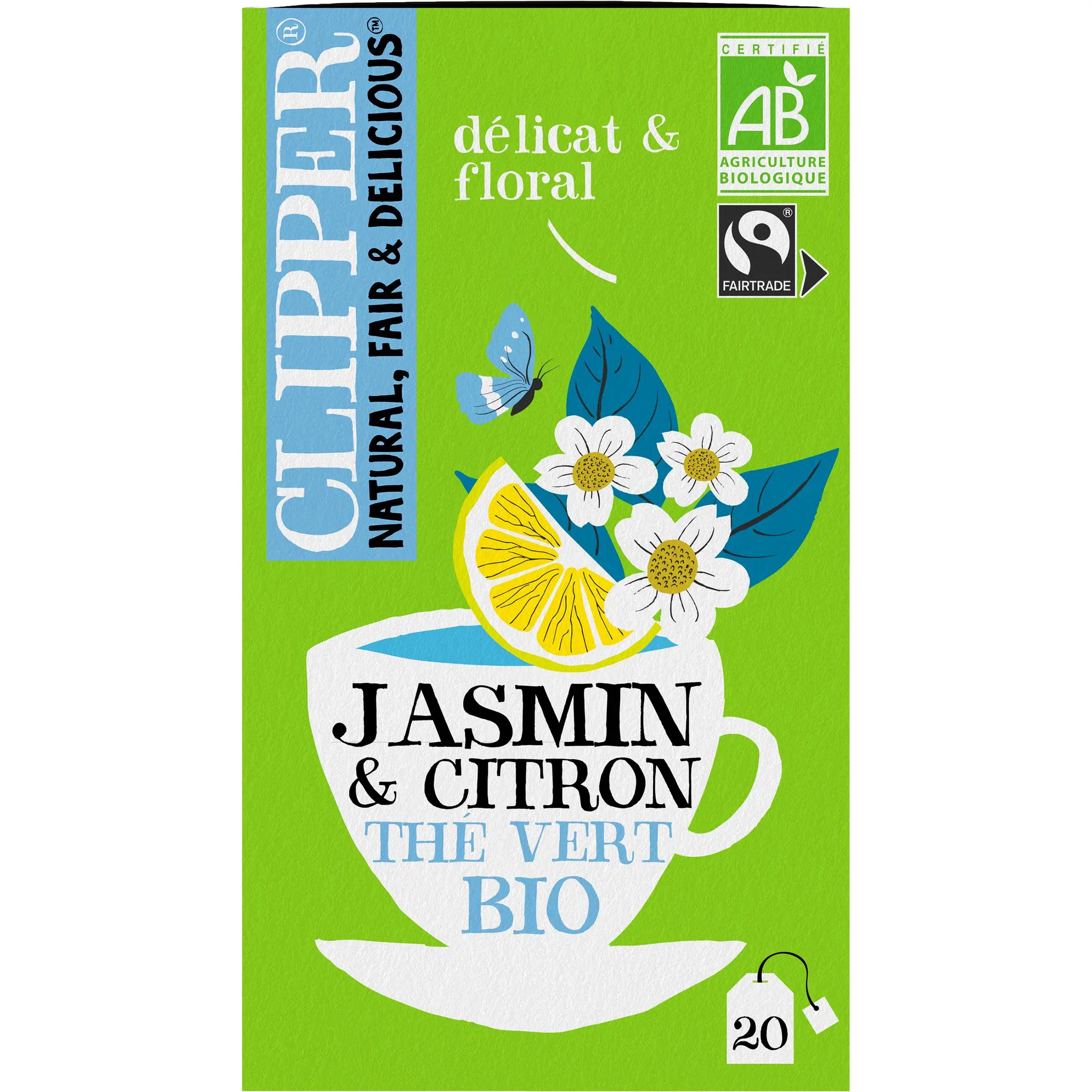 CLIPPER Thé vert au jasmin et citron bio
