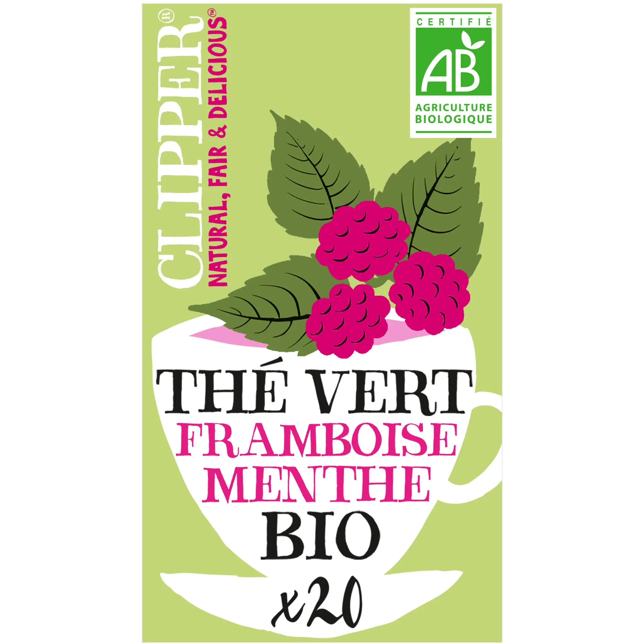 CLIPPER Thé bio splendid thé vert framboise menthe