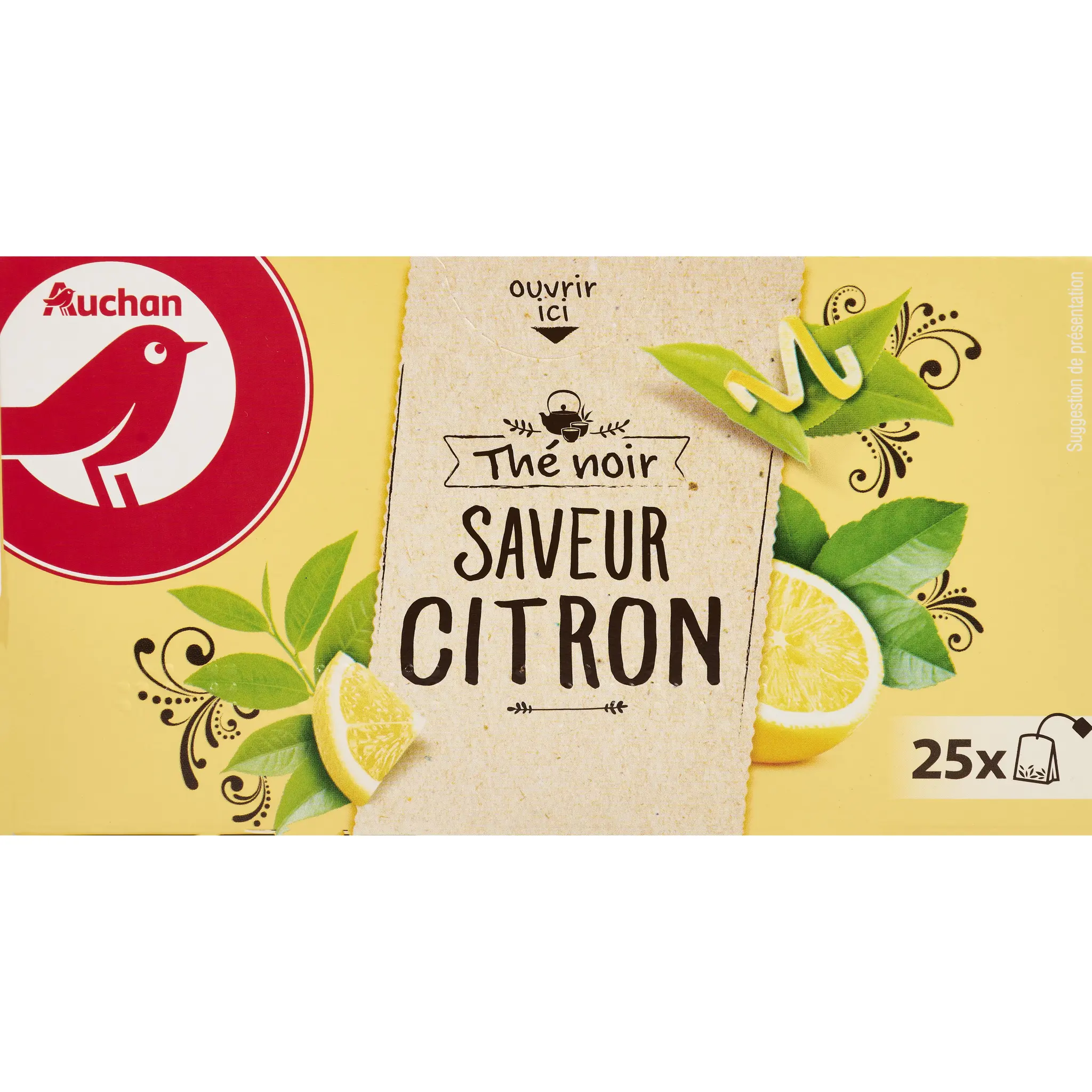 AUCHAN Thé noir saveur citron