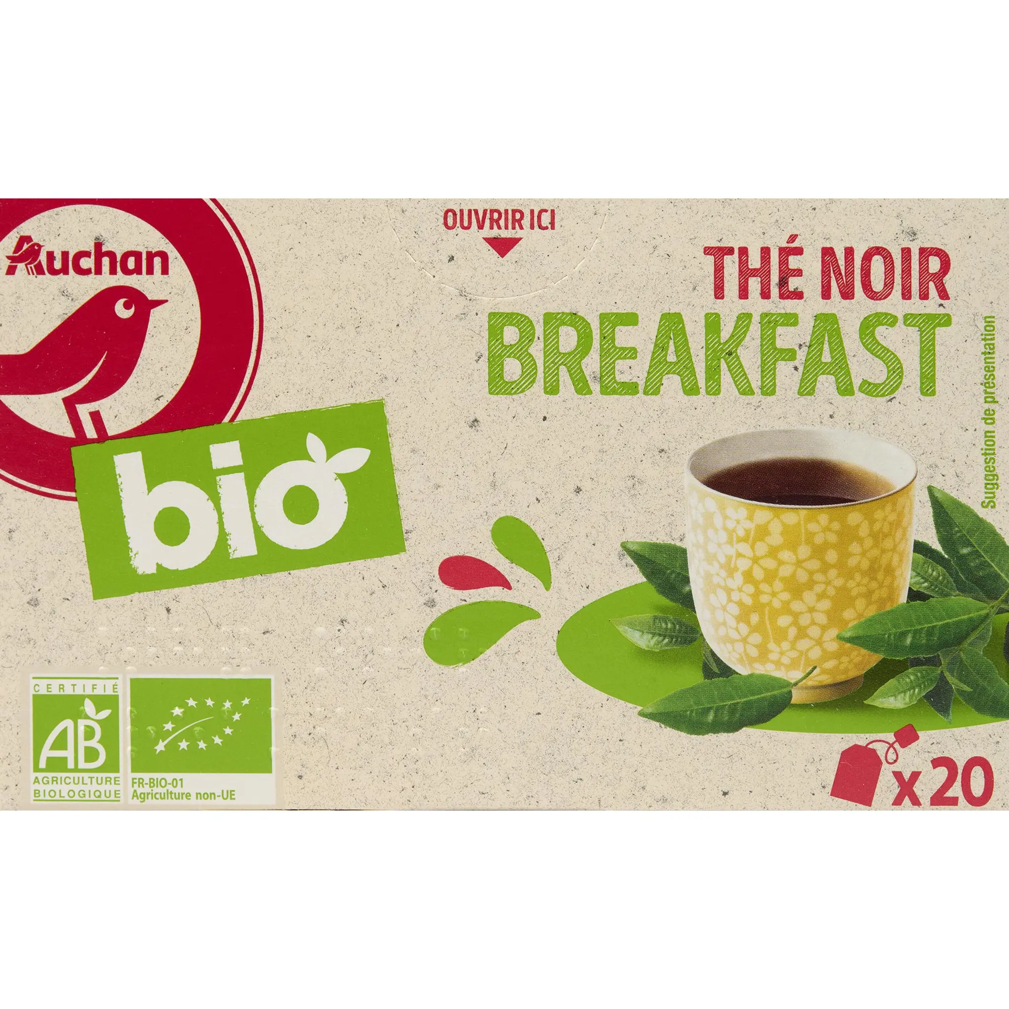 AUCHAN BIO Thé noir breakfast