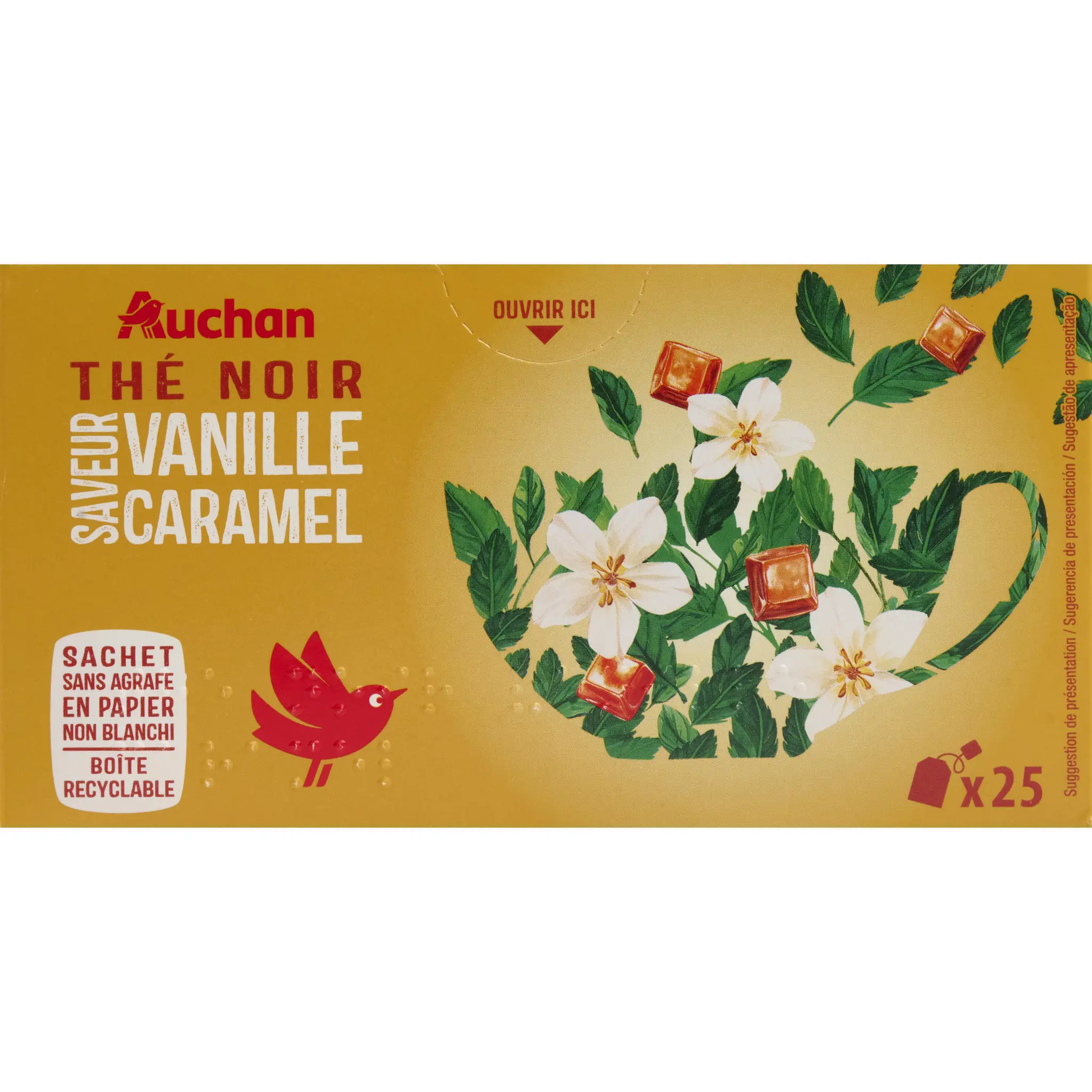 AUCHAN Thé noir saveur vanille caramel
