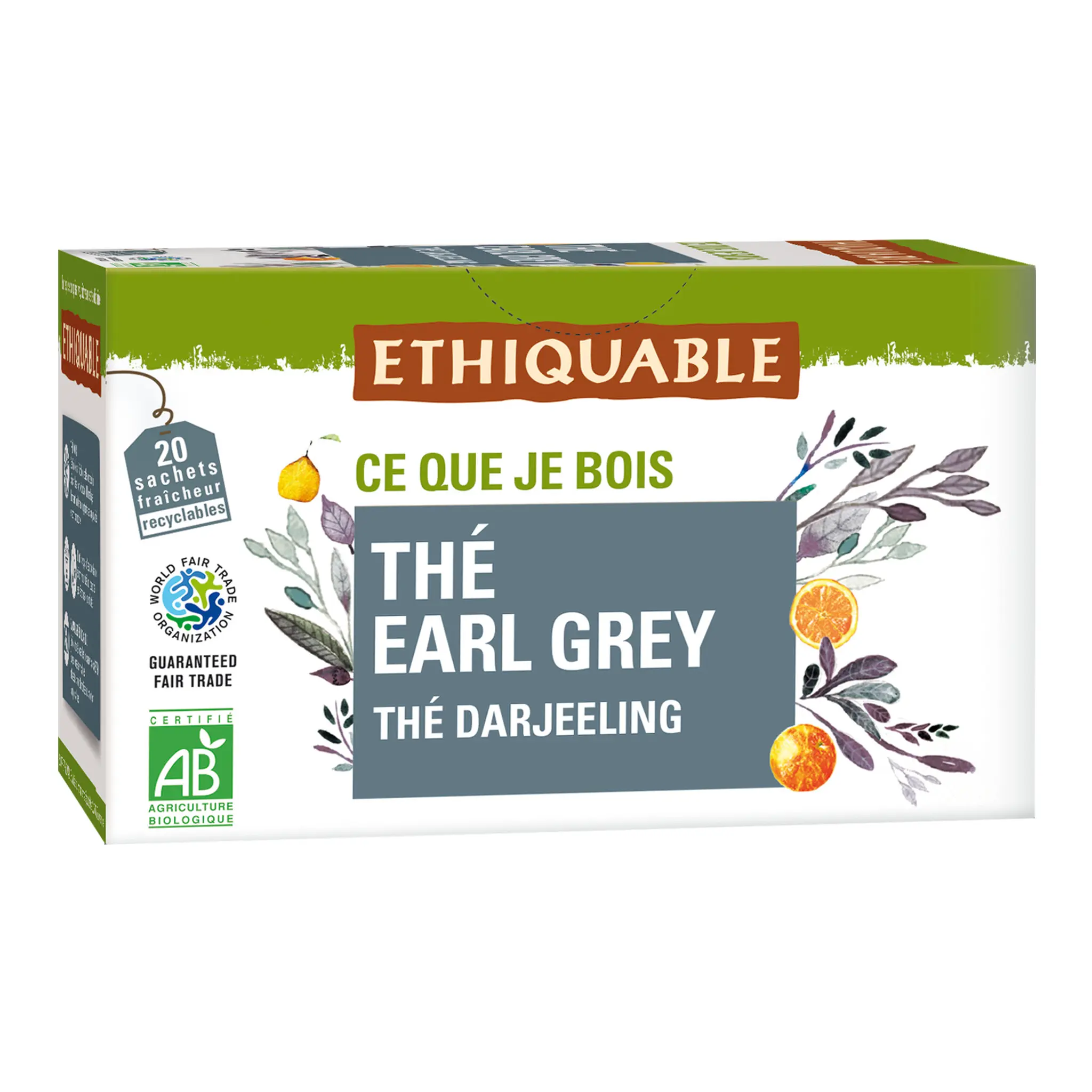 ETHIQUABLE Thé noir bio Earl Grey Darjeeling